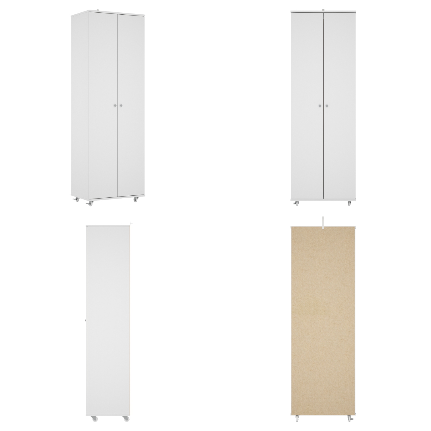 Homsee – Grande armoire de rangement avec roulettes et plusieurs tablettes, blanc