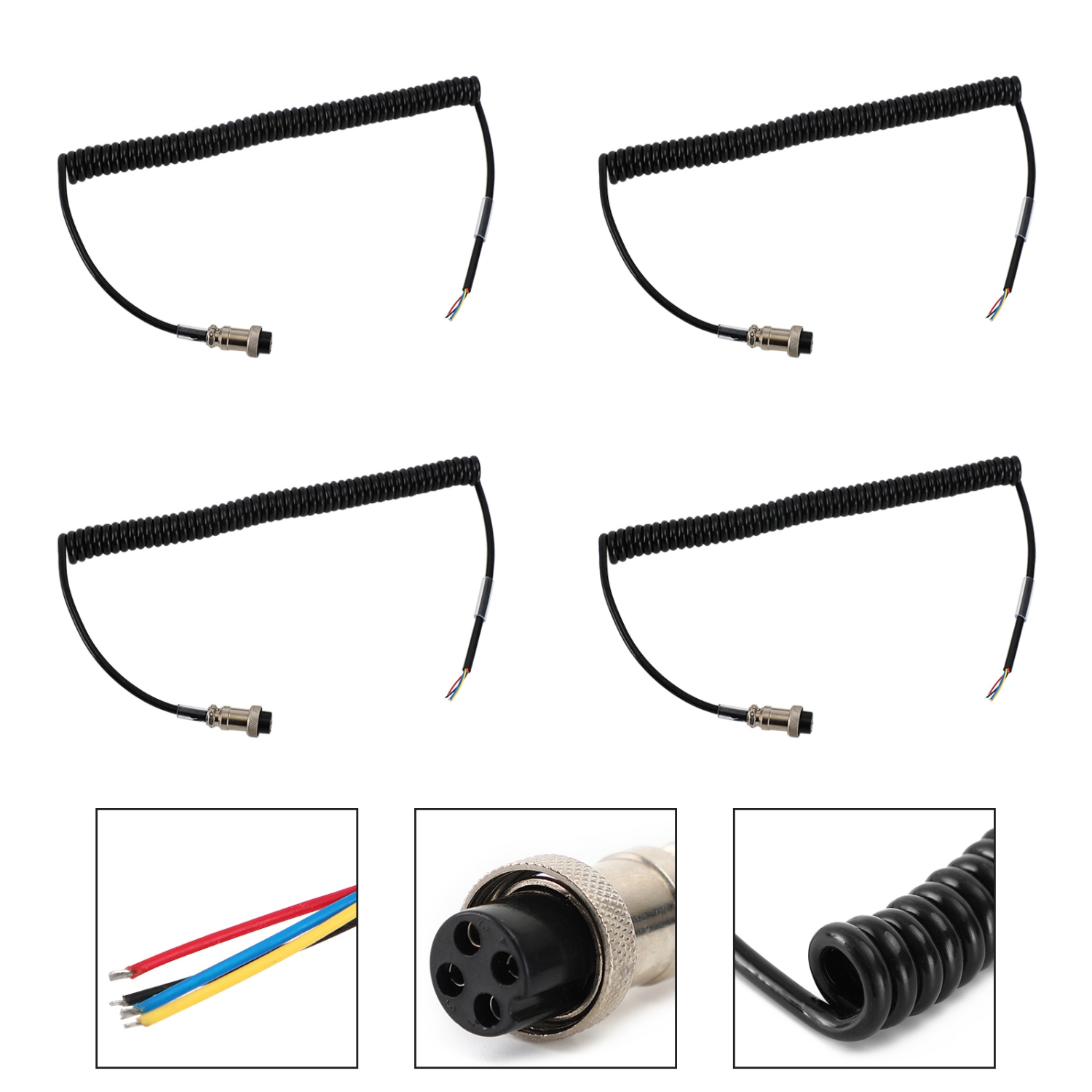 4 pcs Radio Speaker Mic Microphone Câble 4 broches pour Walkie Talkie-walkie Pr3100 Car Pr550