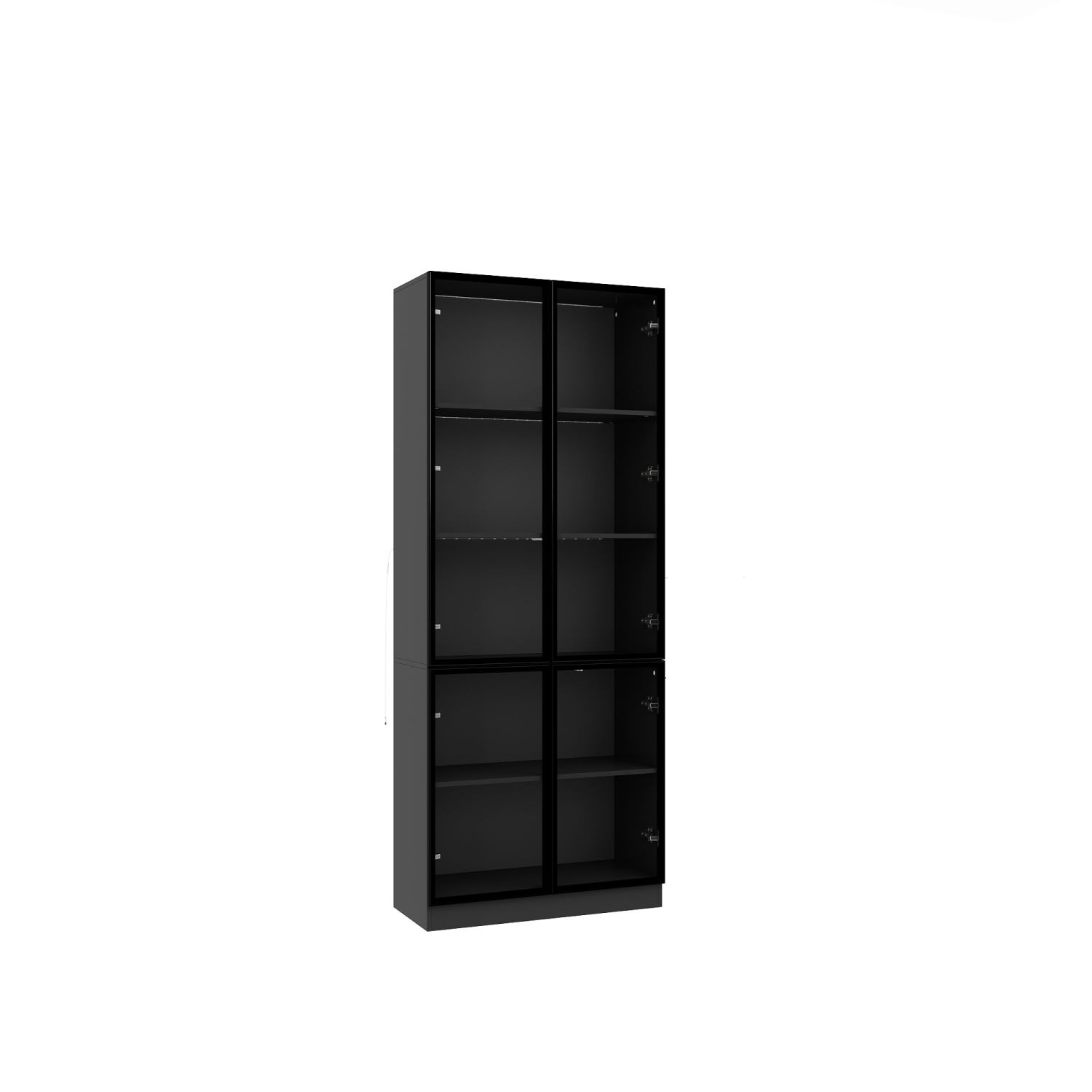 Homsee Modern Glass Door Display Cabinet with Adjustable Shelves and LED Lighting Black