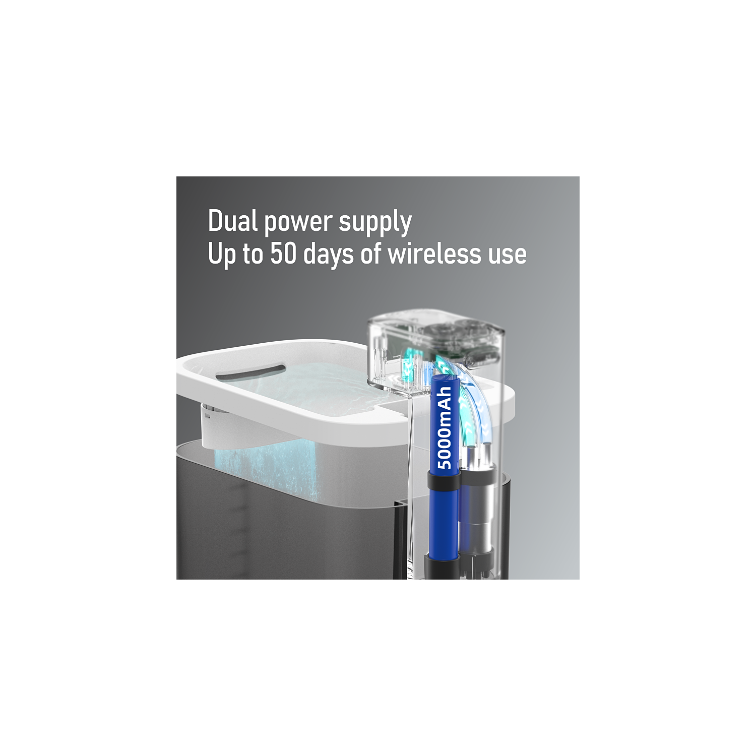 Fontaine d'eau sans fil pour chat 3&nbsp;L de DOGNESS, Fontaine à filtration ultra haute de qualité pour animal de compagnie 5000&nbsp;mAh