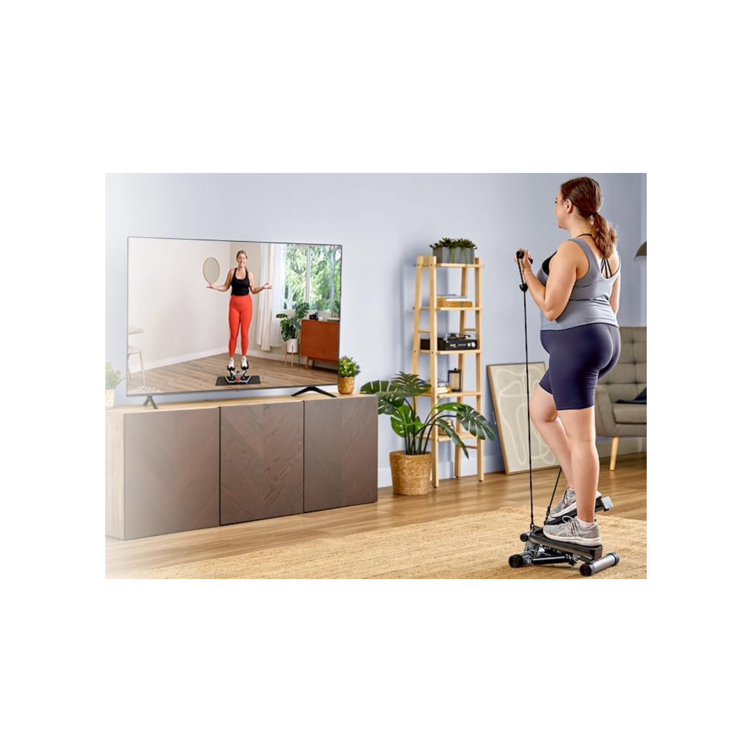 Health & Fitness Mini Stepper for Exercise at Home, Stair Stepper Workout Machine with Resistance Bands, Full Body Cardio Equipment, Optional Smart