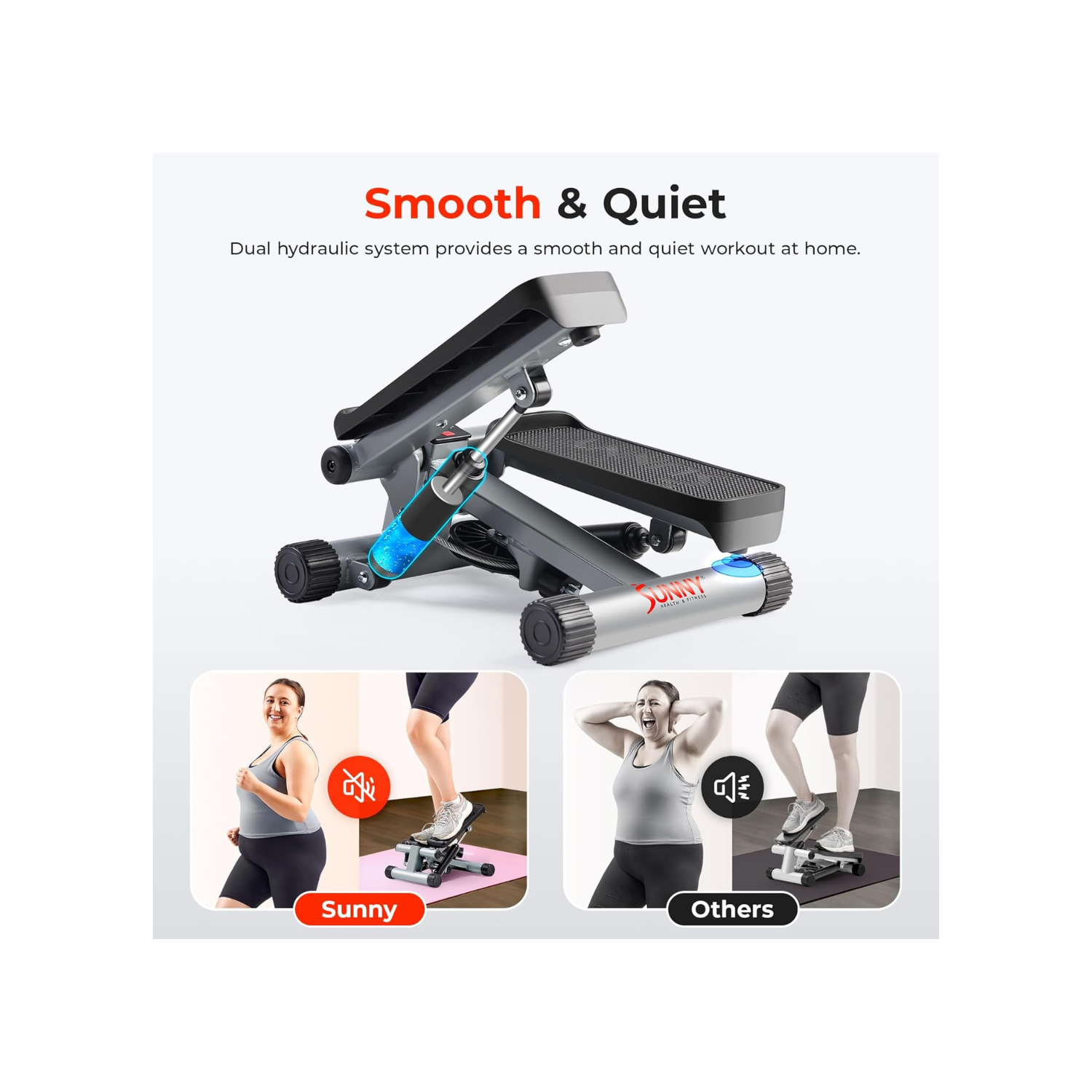 Health & Fitness Mini Stepper for Exercise at Home, Stair Stepper Workout Machine with Resistance Bands, Full Body Cardio Equipment, Optional Smart