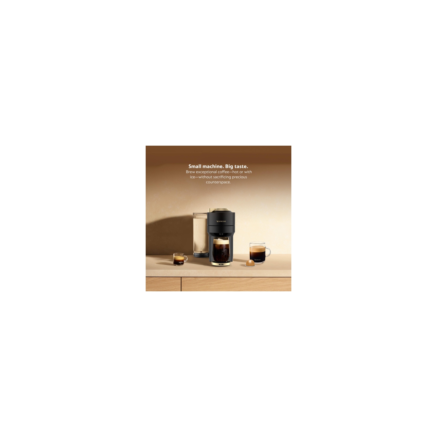 Nespresso Vertuo Pop+ Deluxe Coffee and Espresso Machine by Breville, Matte Black and Gold