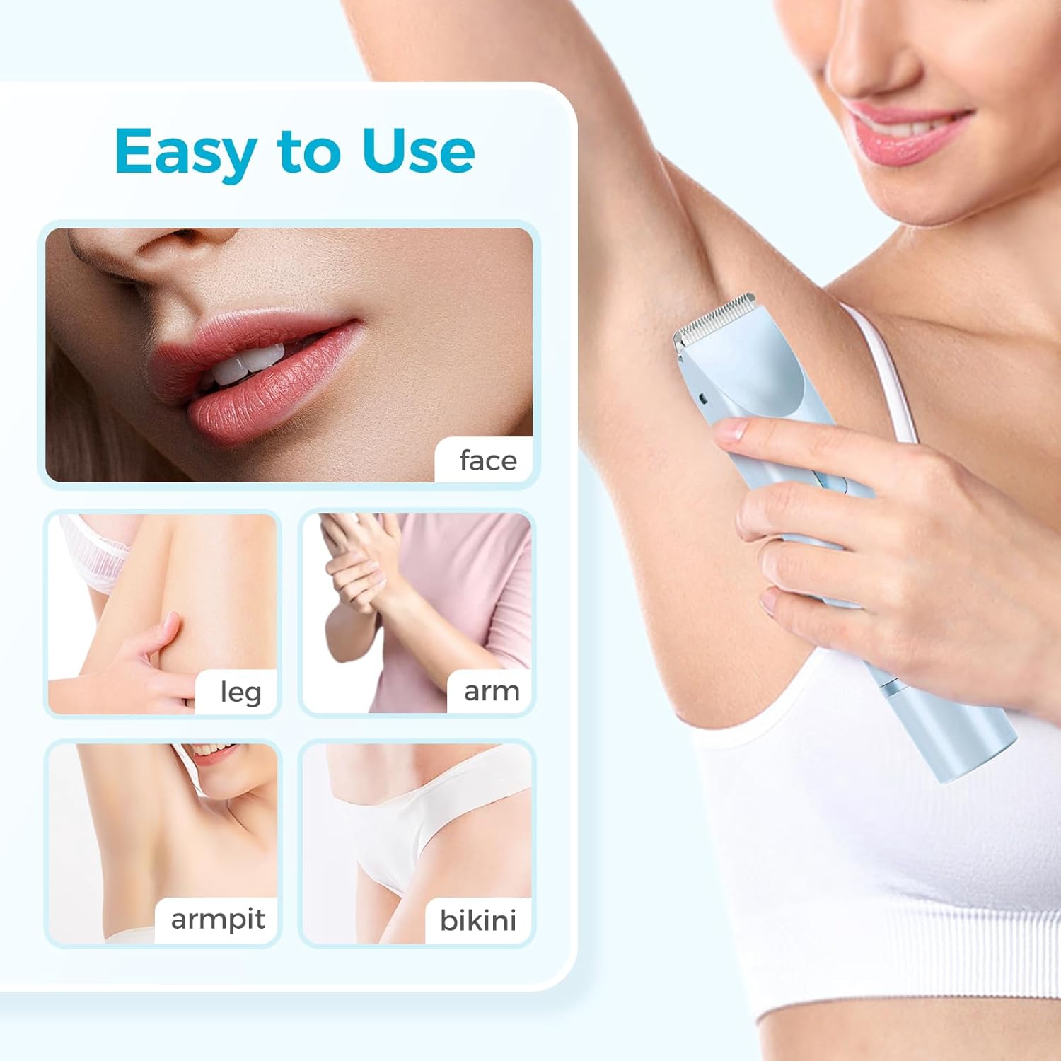 Rasoir à deux têtes pour femmes,Tondeuse bikini pour femmes,Tondeuse bikini électrique, Rasoir électrique pour femme,Épilation à sec ou humide-bleu