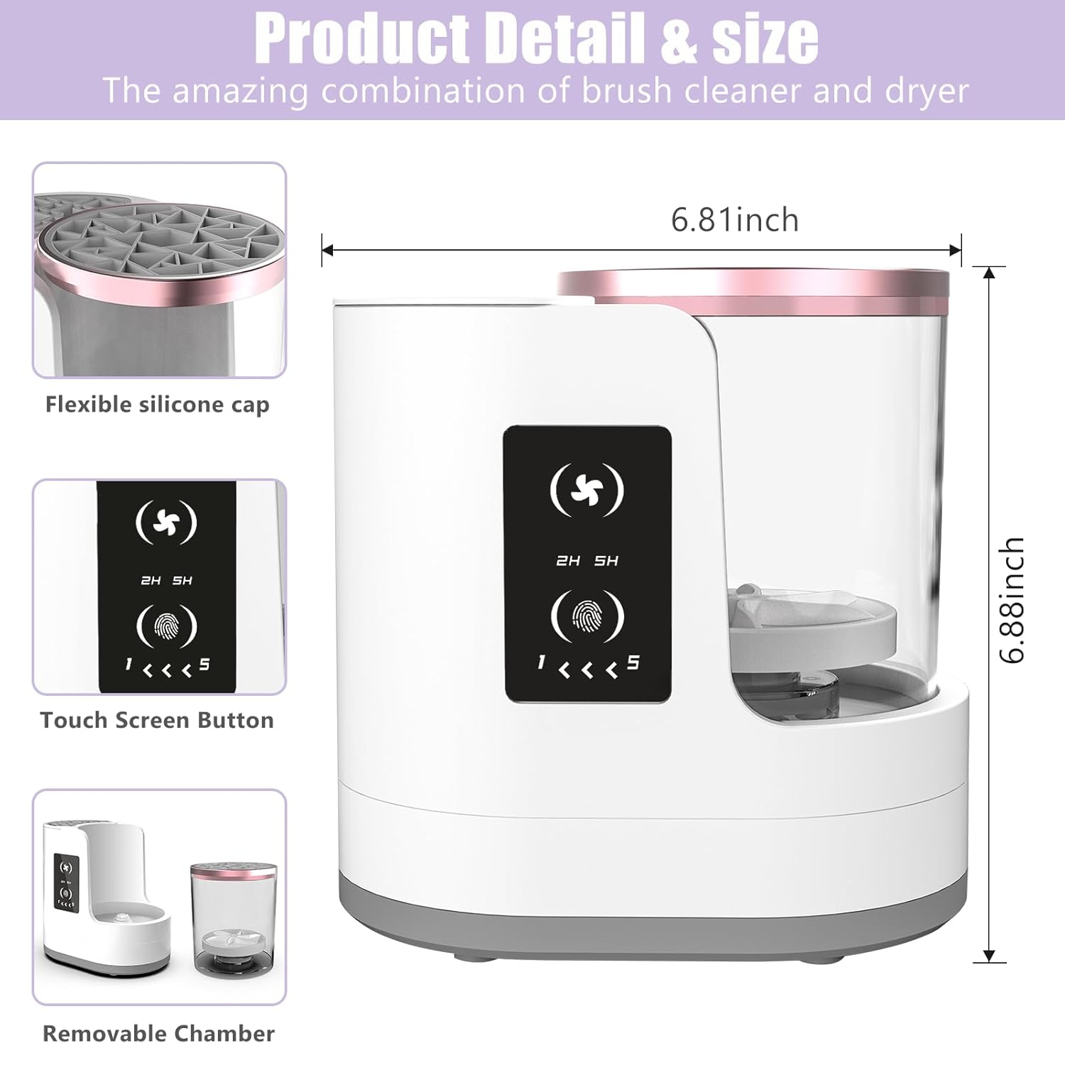 Electric Makeup Brush Cleaner Machine with Makeup Brush Dryer-Holder,Portable Automatic USB Cosmetic Brushes Cleaner Tool for All Size Beauty Makeup