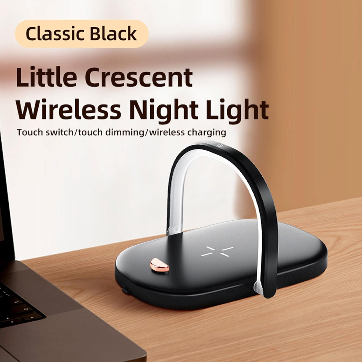 Lampe de chevet avec chargeur sans fil, lampe tactile 3 en 1, support de téléphone, lampe de chargement sans fil à intensité réglable, 3 modes de