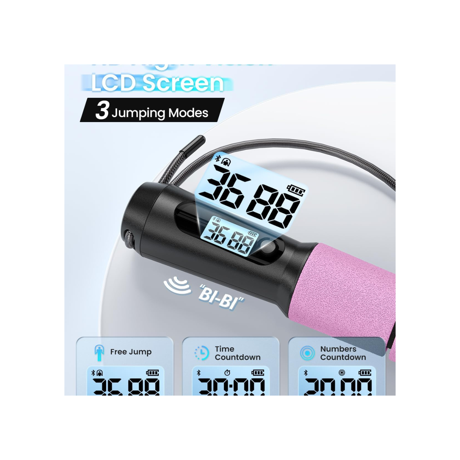 RENPHO Smart Jump Rope, Cordless Jump Rope, High-Speed Jump Rope with Counter, Fitness Skipping Rope with APP Data Analysis, Workout Jump Ropes for