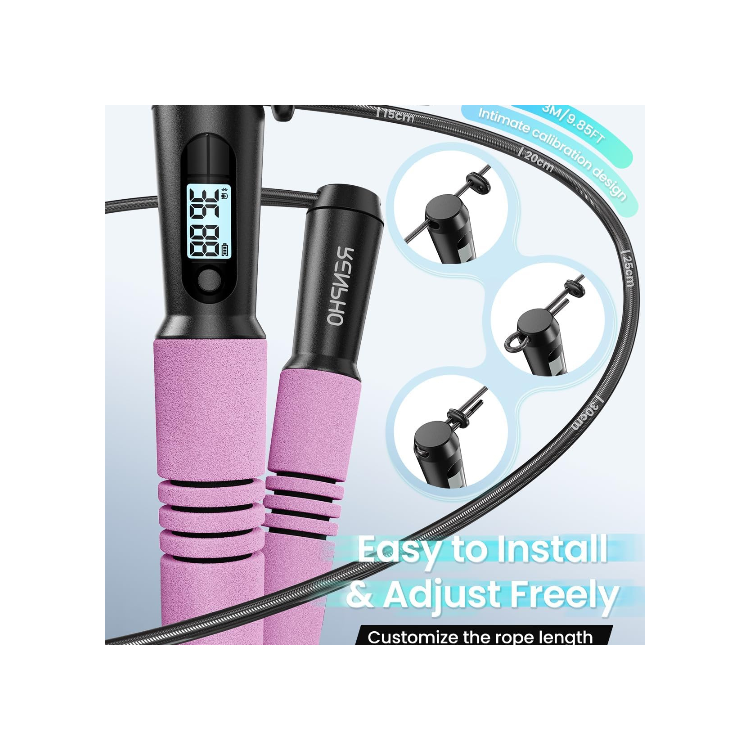 RENPHO Smart Jump Rope, Cordless Jump Rope, High-Speed Jump Rope with Counter, Fitness Skipping Rope with APP Data Analysis, Workout Jump Ropes for