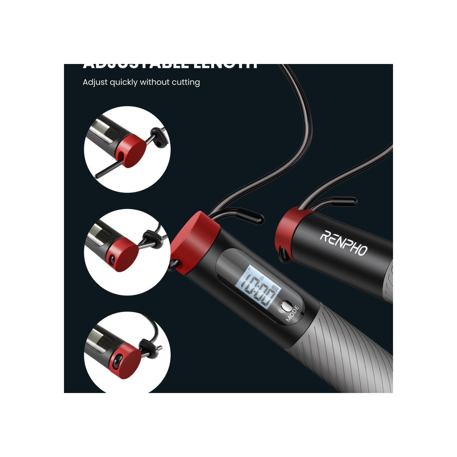 RENPHO Smart Jump Rope, Cordless Jump Rope, High-Speed Jump Rope with Counter, Fitness Skipping Rope with APP Data Analysis, Workout Jump Ropes for