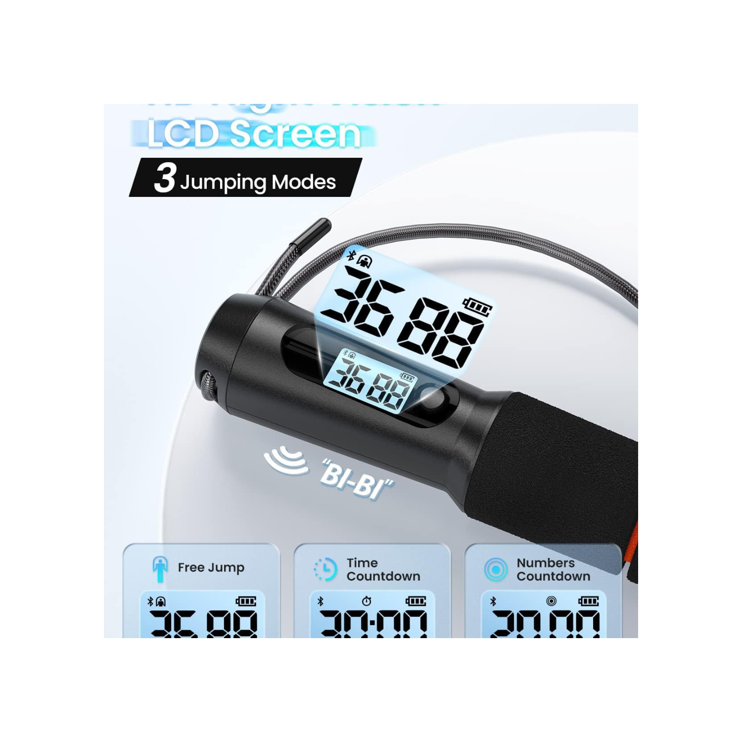 RENPHO Smart Jump Rope, Cordless Jump Rope, High-Speed Jump Rope with Counter, Fitness Skipping Rope with APP Data Analysis, Workout Jump Ropes for