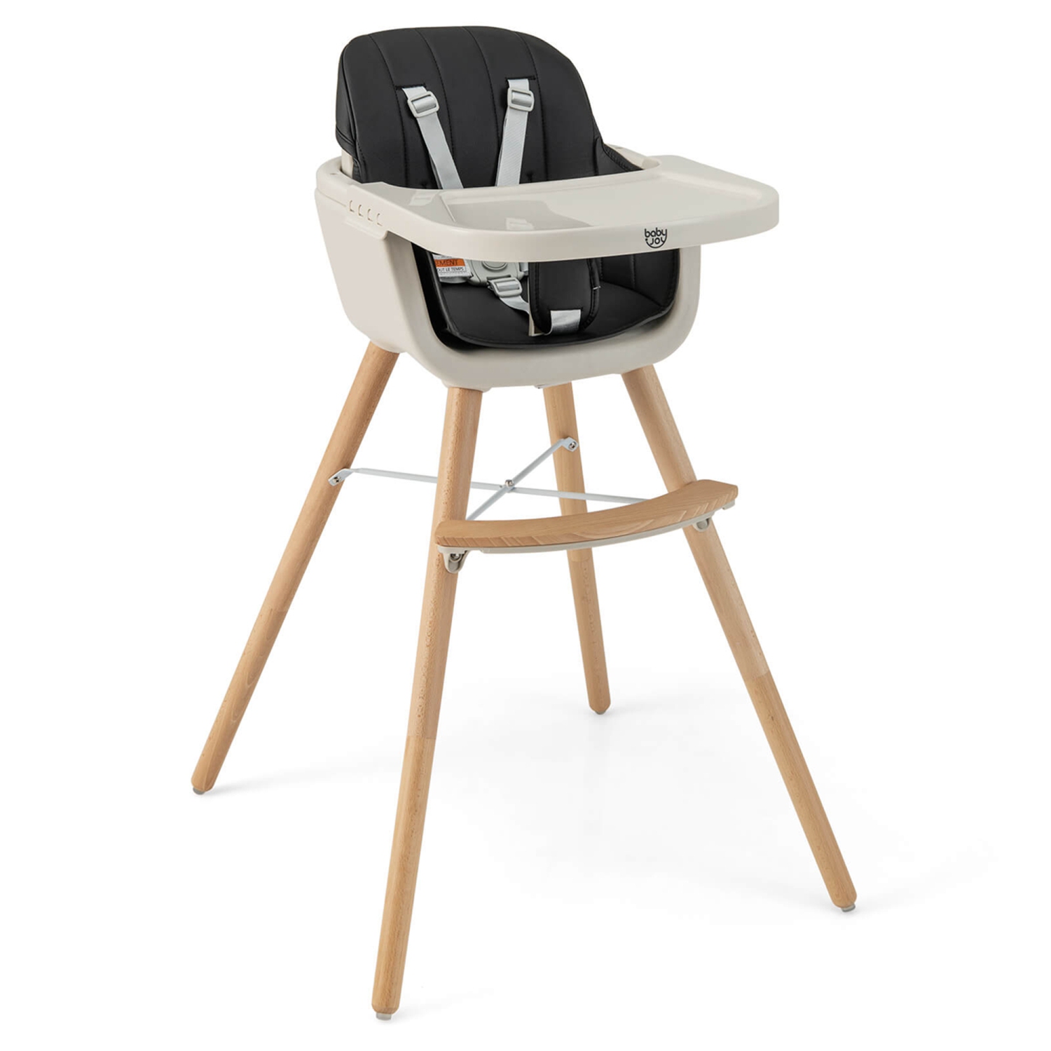 Chaise haute convertible 3 en 1 en bois pour bébé avec coussin de Costway