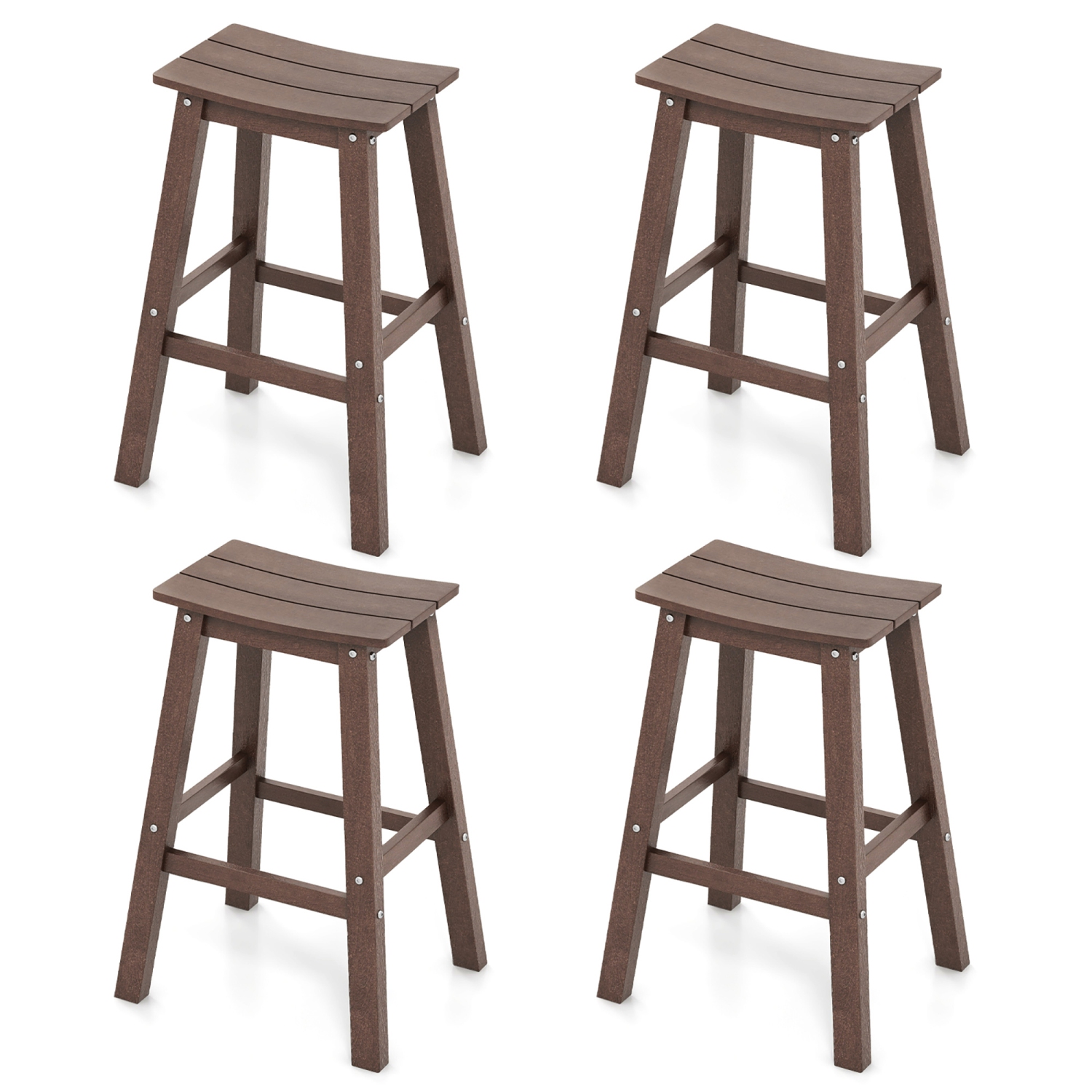 Gymax 29'' Patio Bar Stool Set of 4 w/ Curved Seat & Footrests for Backyard Outdoor