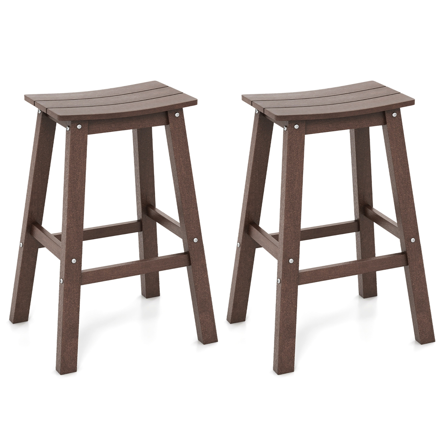 Gymax 29'' Patio Bar Stool Set of 2 w/ Curved Seat & Footrests for Backyard Outdoor