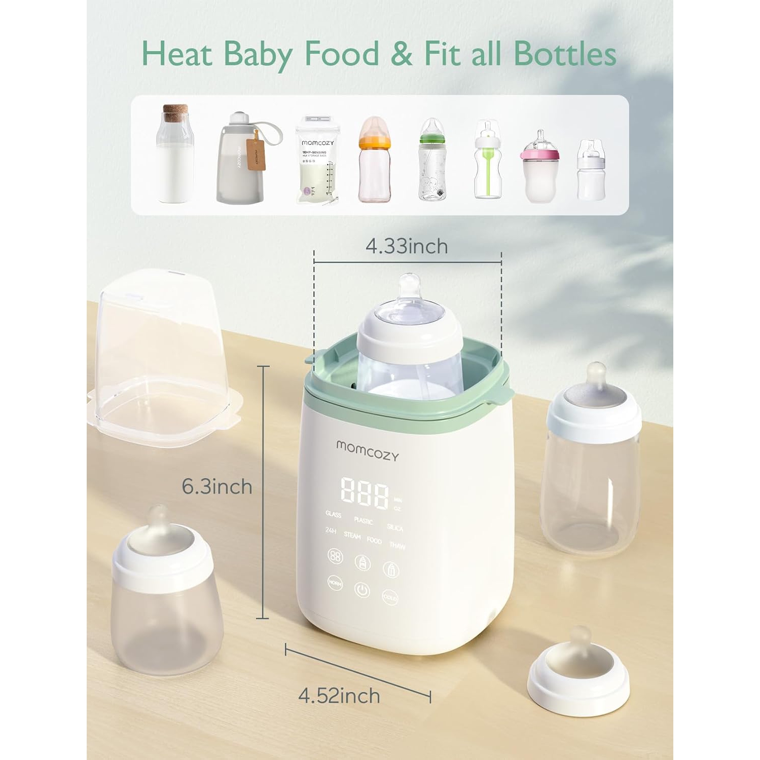 Momcozy M5 All-in-one Breast Pump,3 Modes 9 Levels & Momcozy Smart Baby Bottle Warmer Steam Bottle Sterilizer, Fast Baby Milk Warmer with Accurate
