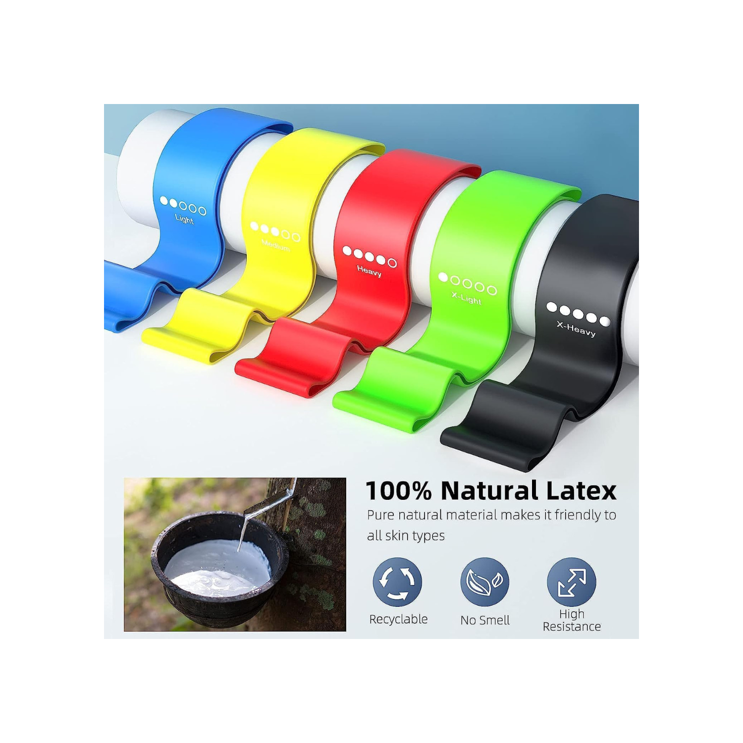 Exercise Bands - Resistance Bands for Exercise, Workout Bands with 5 Different Resistance Levels, Elastic Bands for Exercise Training, Exercise Band