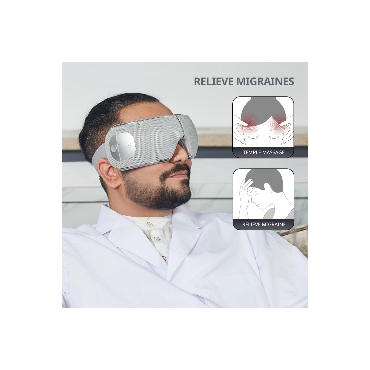 Breo EM005 Temple and Eye Massager with Heat Best Eye Massager for Migraines Headaches Dry Eyes Rechargeable Portable Eye Massager for Relaxation