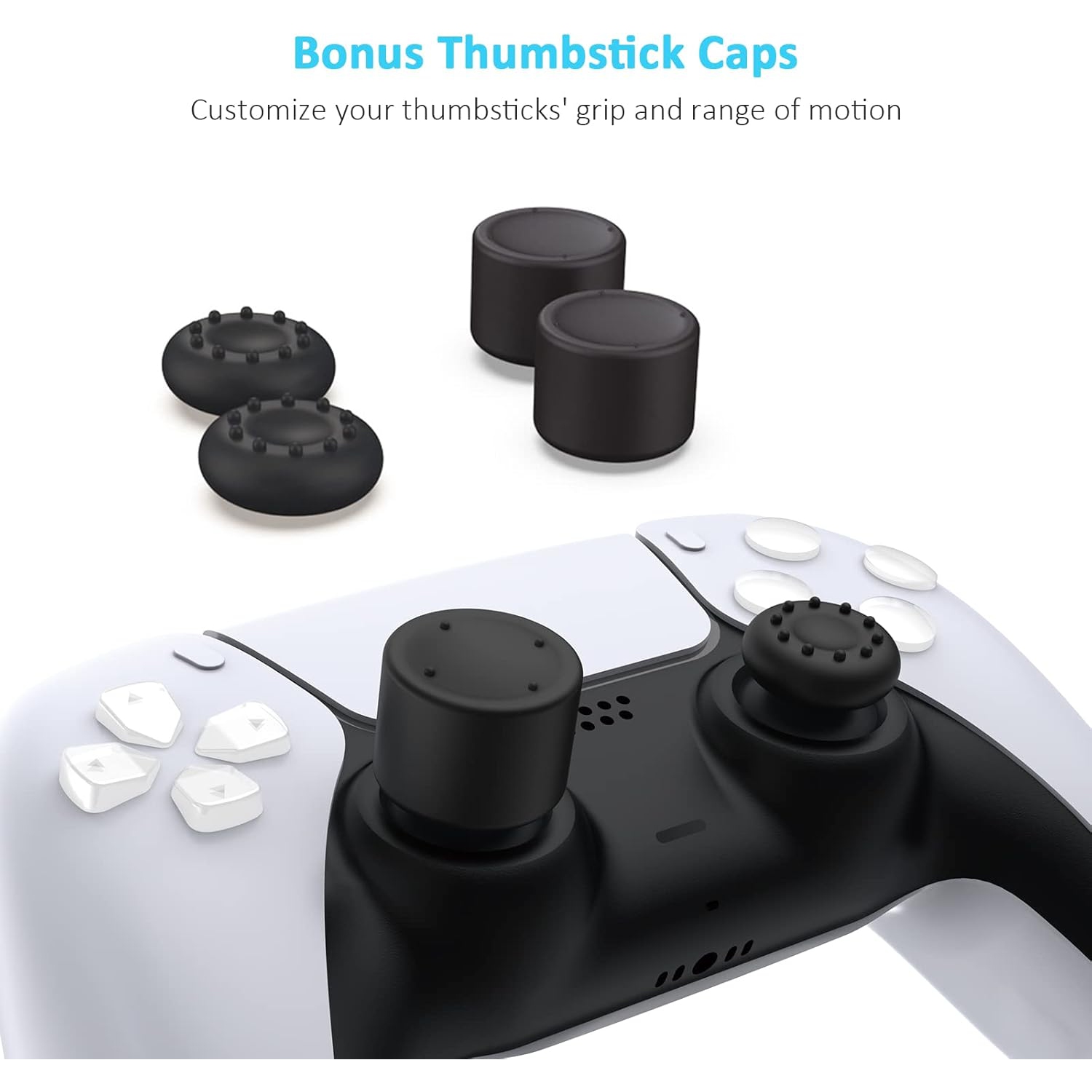 Chargeur de manette PS5 blanc avec ensemble de capuchons antidérapants, adaptateur c.a. à recharge rapide, station de recharge DualSense pour deux