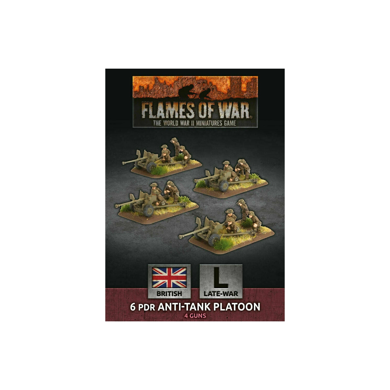 Flames of War British 6 pdr Anti-Tank Platoon (x4 Plastic) New