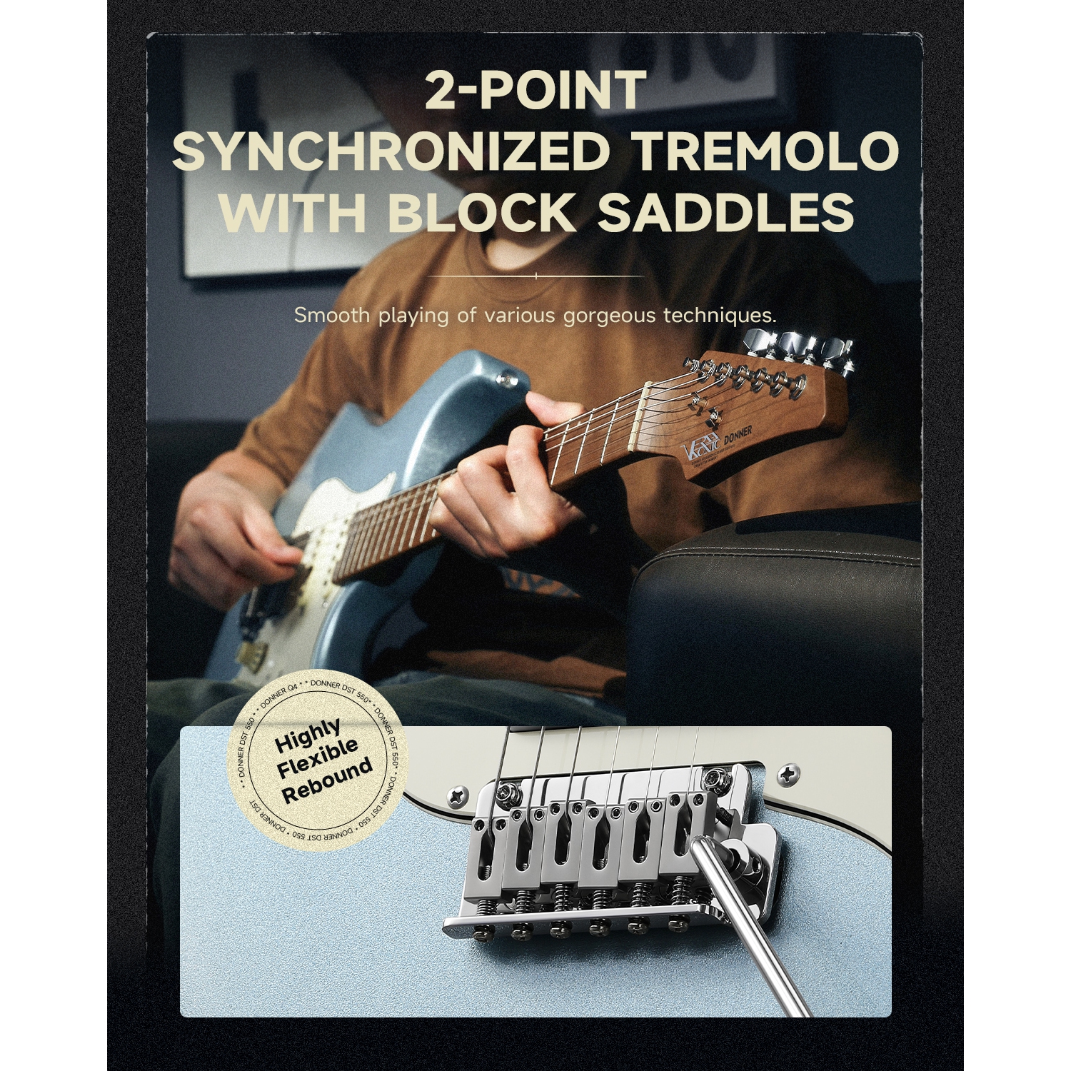 Donner DST-550 ST 7-Tone Electric Guitar HSS Pickup Roasted Maple Neck