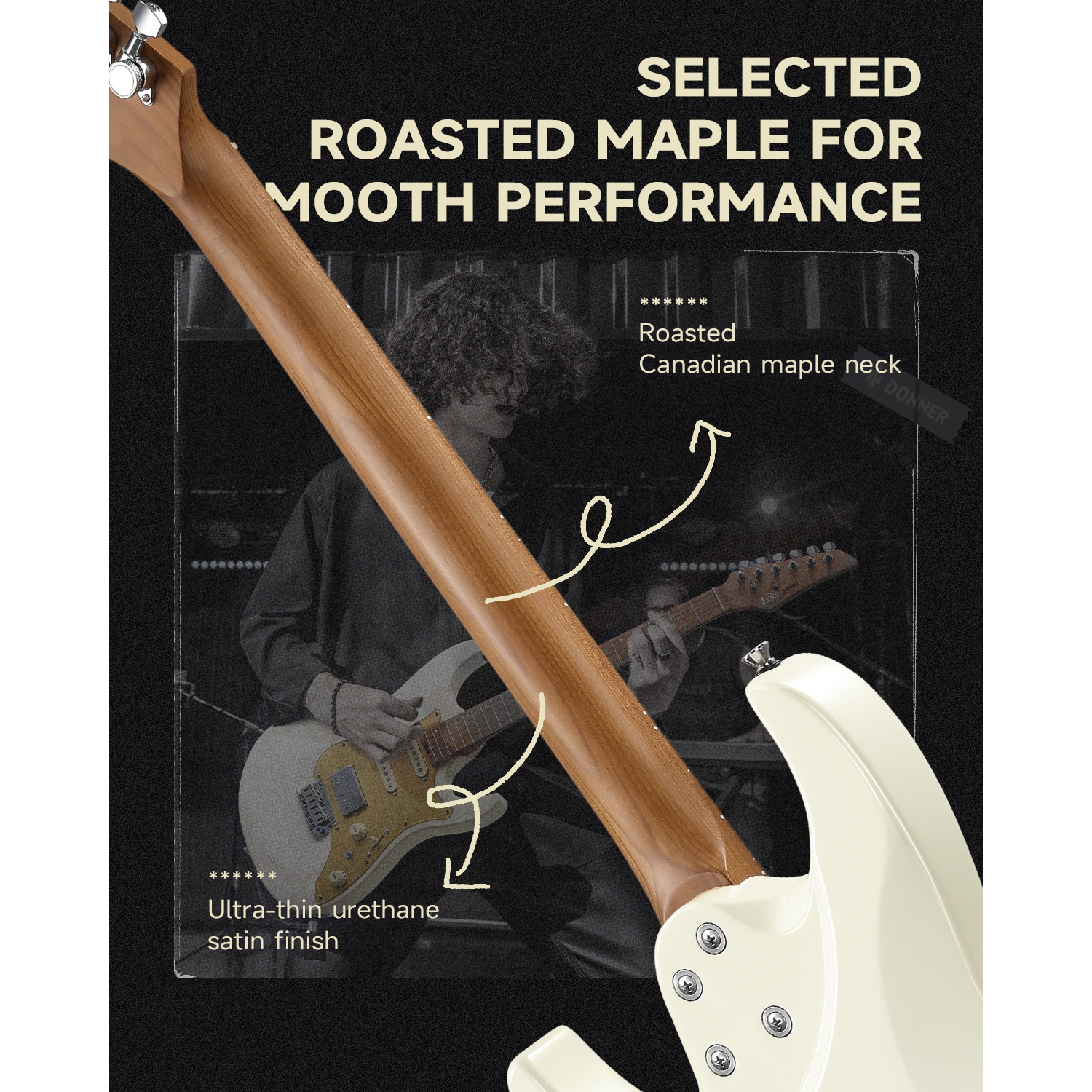 Donner DST-550 ST 7-Tone Electric Guitar HSS Pickup Roasted Maple Neck