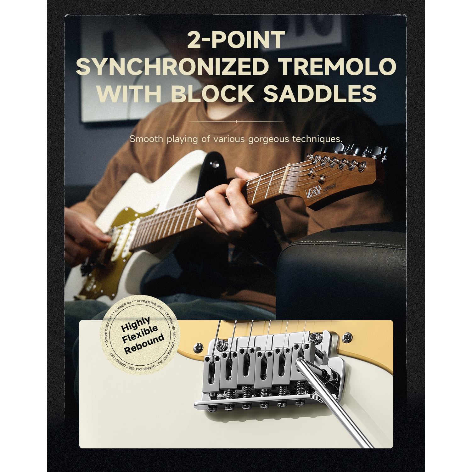 Donner DST-550 ST 7-Tone Electric Guitar HSS Pickup Roasted Maple Neck