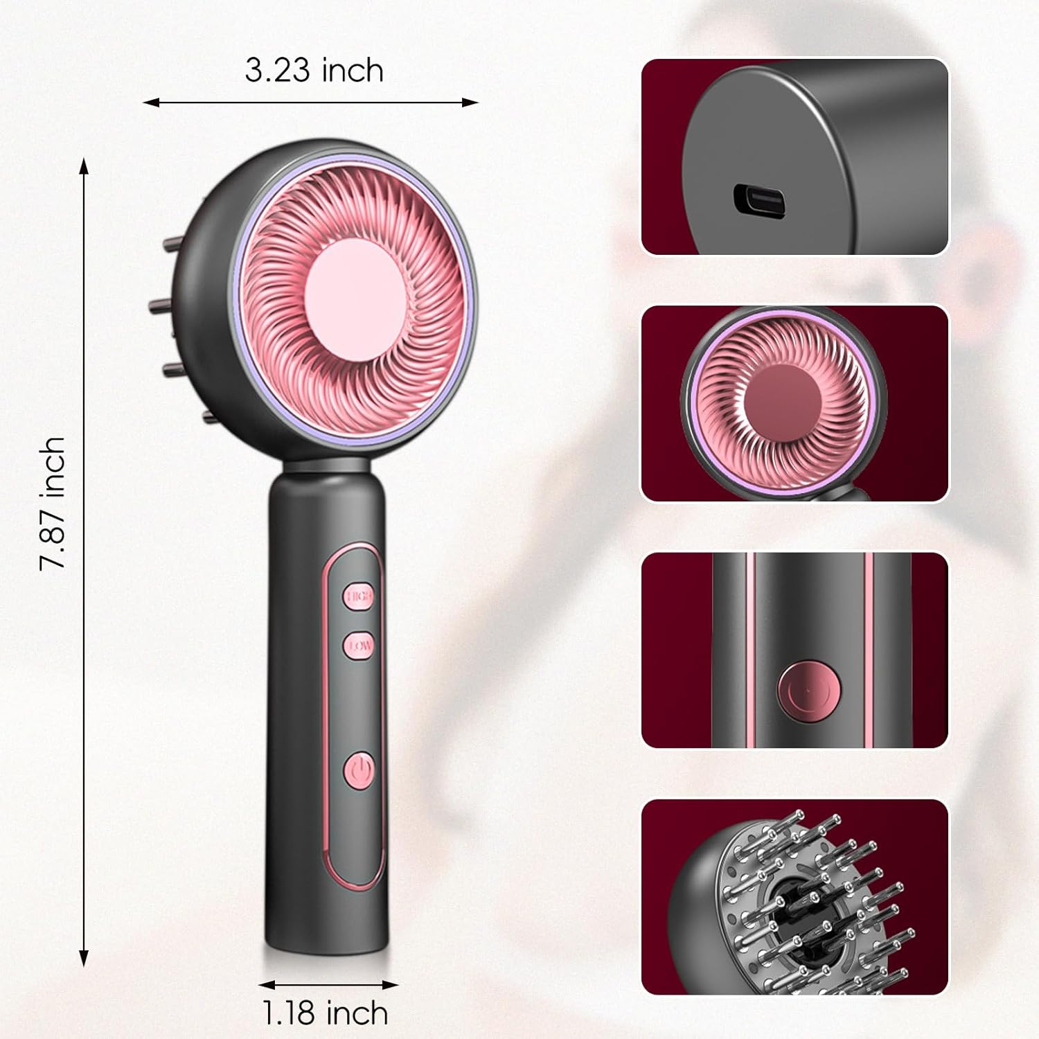 Peigne de massage électrique pour la croissance des cheveux Anti-Perte Cheveux Peigne de thérapie infrarouge Peigne de soins capillaires Red Light