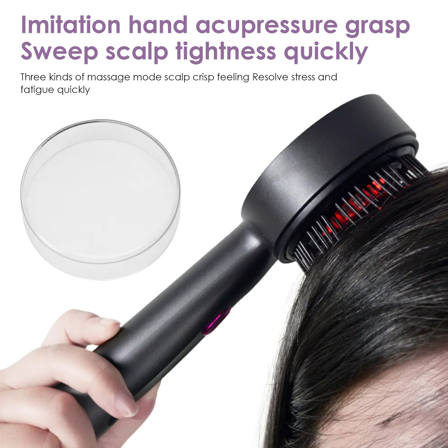 Red Light Hair Care Peb Hair Growth Peb EMS Electric Scalp Massage Brosse chauffante Tête de massage Peigne de massage Gris