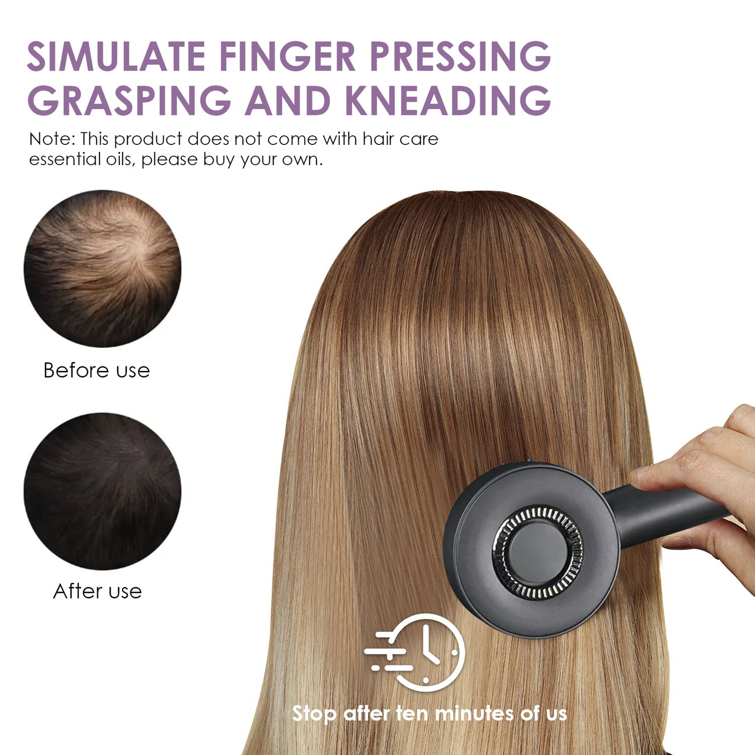 Red Light Hair Care Peb Hair Growth Peb EMS Electric Scalp Massage Brosse chauffante Tête de massage Peigne de massage Gris