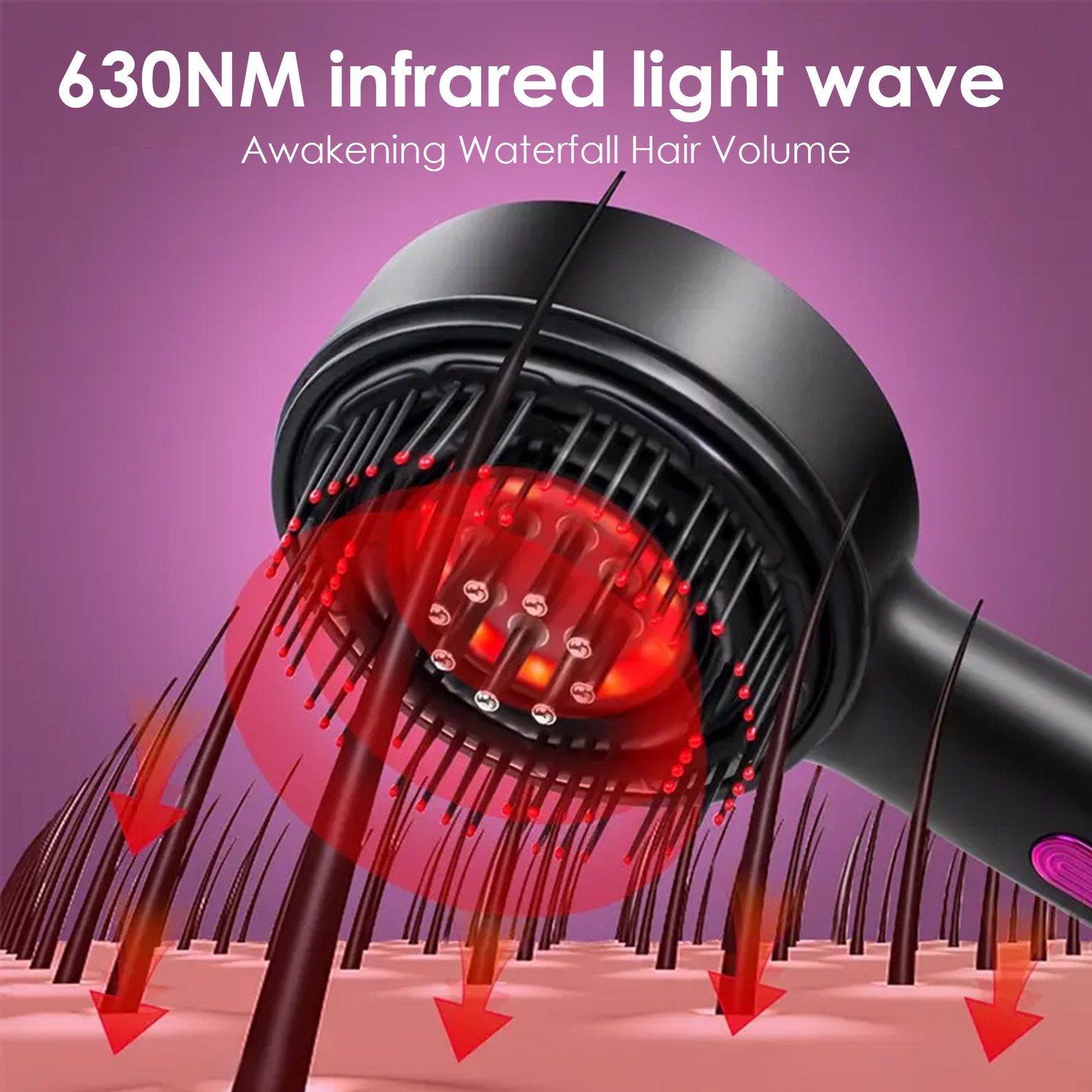 Red Light Hair Care Peb Hair Growth Peb EMS Electric Scalp Massage Brosse chauffante Tête de massage Peigne de massage Gris