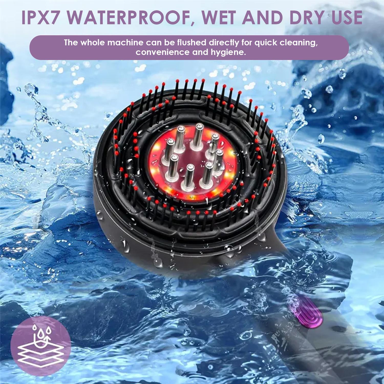 Red Light Hair Care Peb Hair Growth Peb EMS Electric Scalp Massage Brosse chauffante Tête de massage Peigne de massage Gris