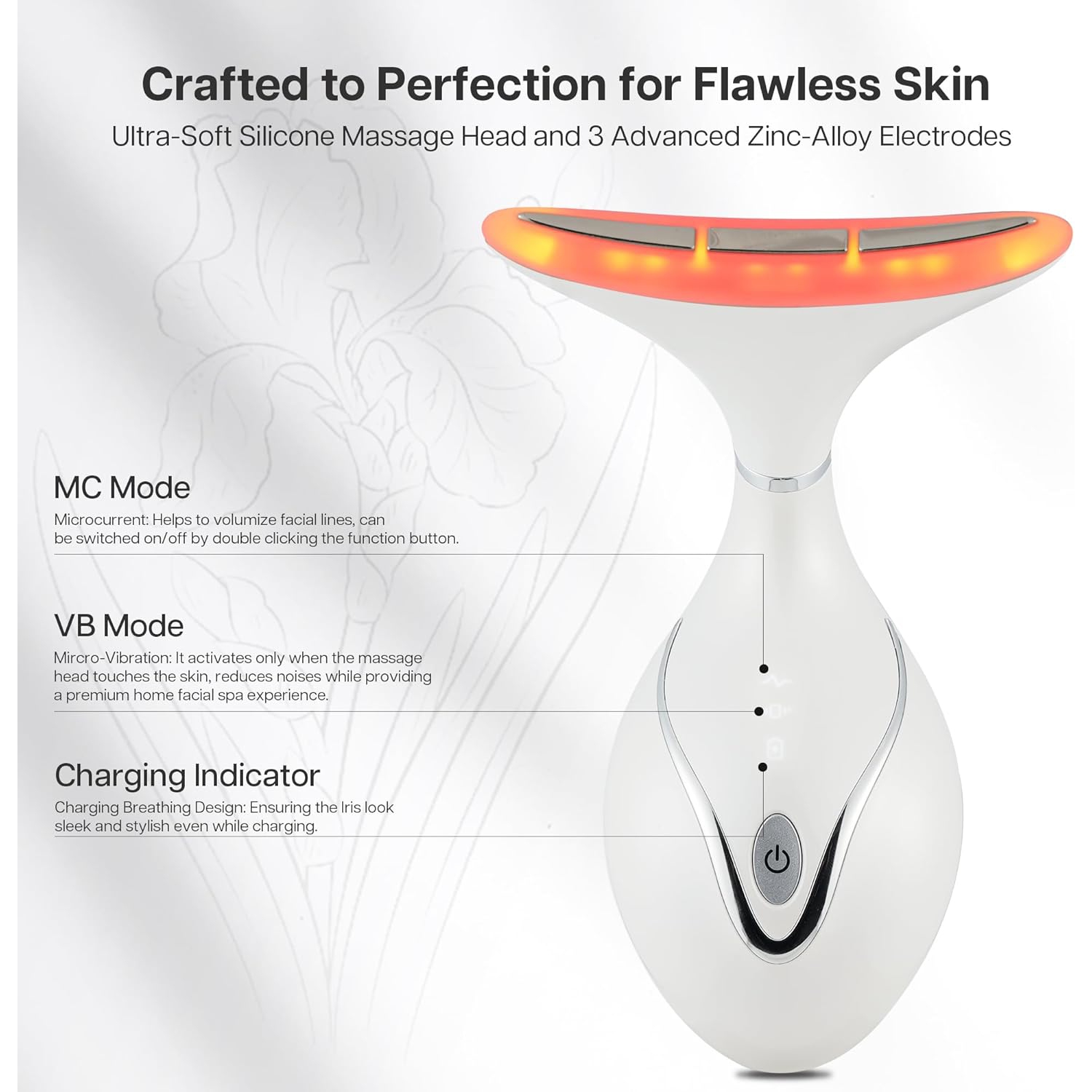 Neck Face Massager,Red Light Face Sculpting Tool with Charging Base,Facial Beauty Device for Skin Care,Home Facial Massager-White