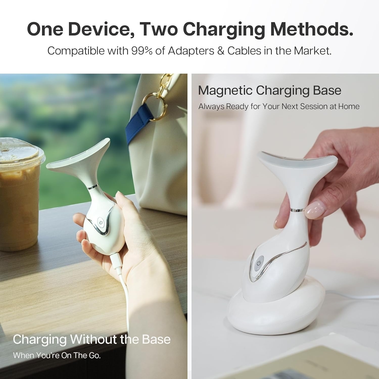 Neck Face Massager,Red Light Face Sculpting Tool with Charging Base,Facial Beauty Device for Skin Care,Home Facial Massager-White