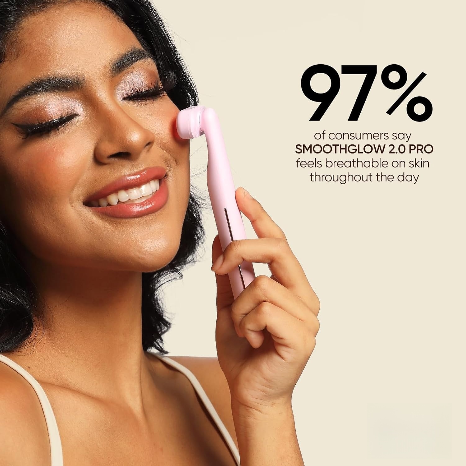 Red Light Therapy Beauty Device for Women,Home Use Facial Wand, LED Light Therapy Wand for Face Lift Firm Anti-Aging Wrinkle Removal-Pink