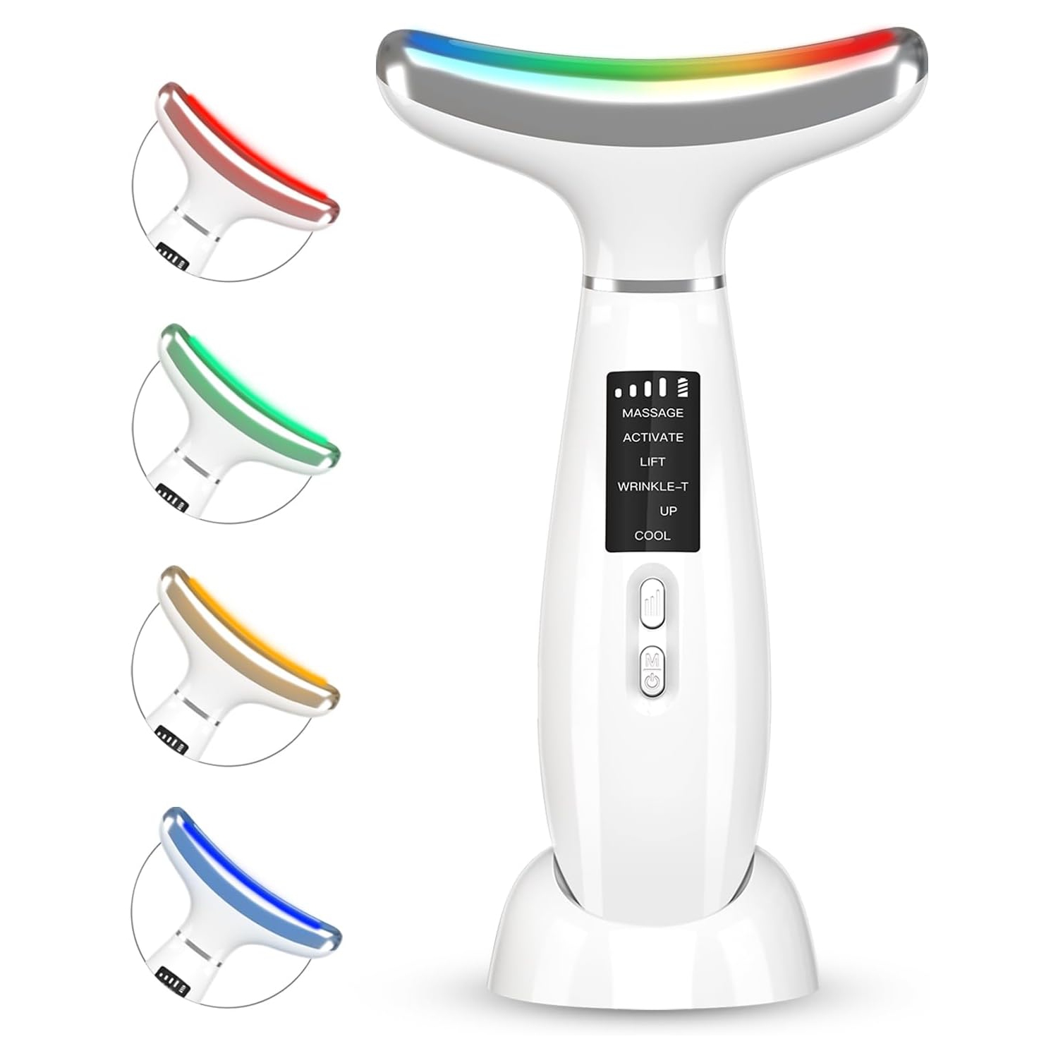 Thérapie à la lumière rouge pour le visage et le cou, Appareil de massage facial anti-âge pour le cou, Appareil de massage apaisant pour le visage