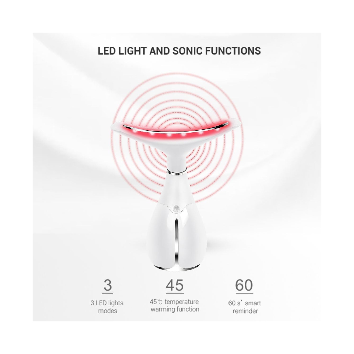 Red Light Face Massager Tool,Facial Massager for Skin Care,Tightening & Anti-Aging Device,Face Neck Beauty Device for Wrinkle Removal-White