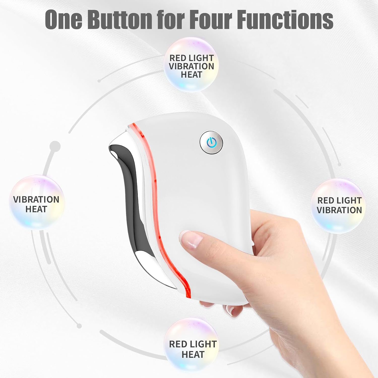 Face Massager Skin Tightening Beauty Device Gua Sha Stone Red Light Therapy Facial Skin Care Electric Gua Sha Tool-White