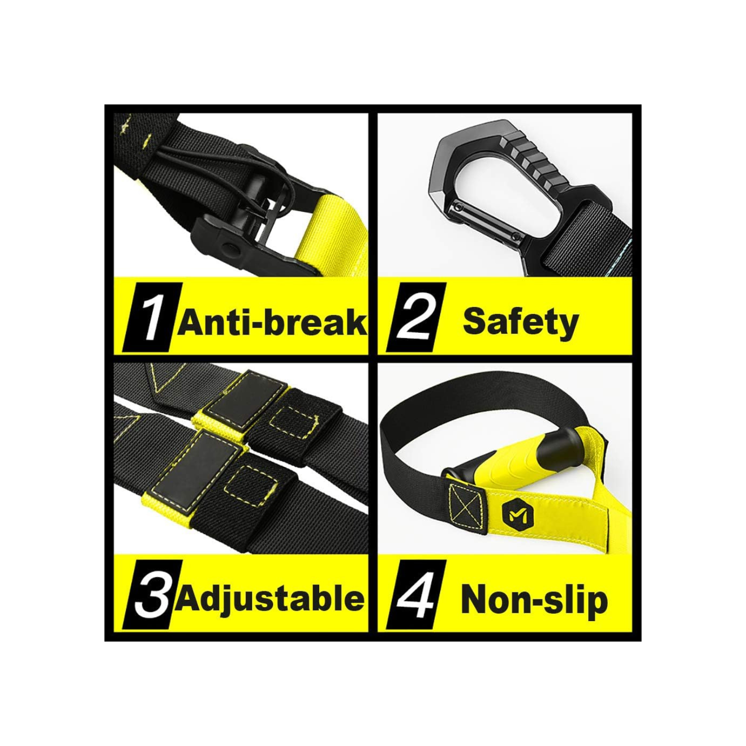 Suspension Trainer Fitness Straps Kit - Bodyweight Resistance Training Bands with Handles for Home Functional Gym Full-Body Exercise Equipment