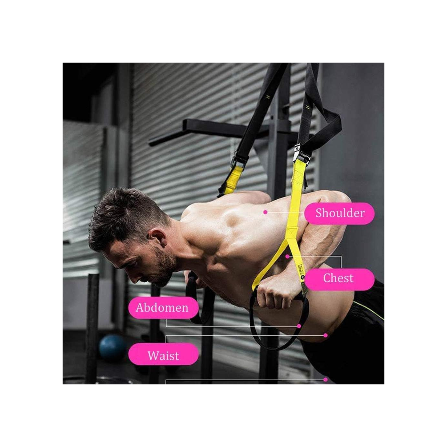 Suspension Trainer Fitness Straps Kit - Bodyweight Resistance Training Bands with Handles for Home Functional Gym Full-Body Exercise Equipment