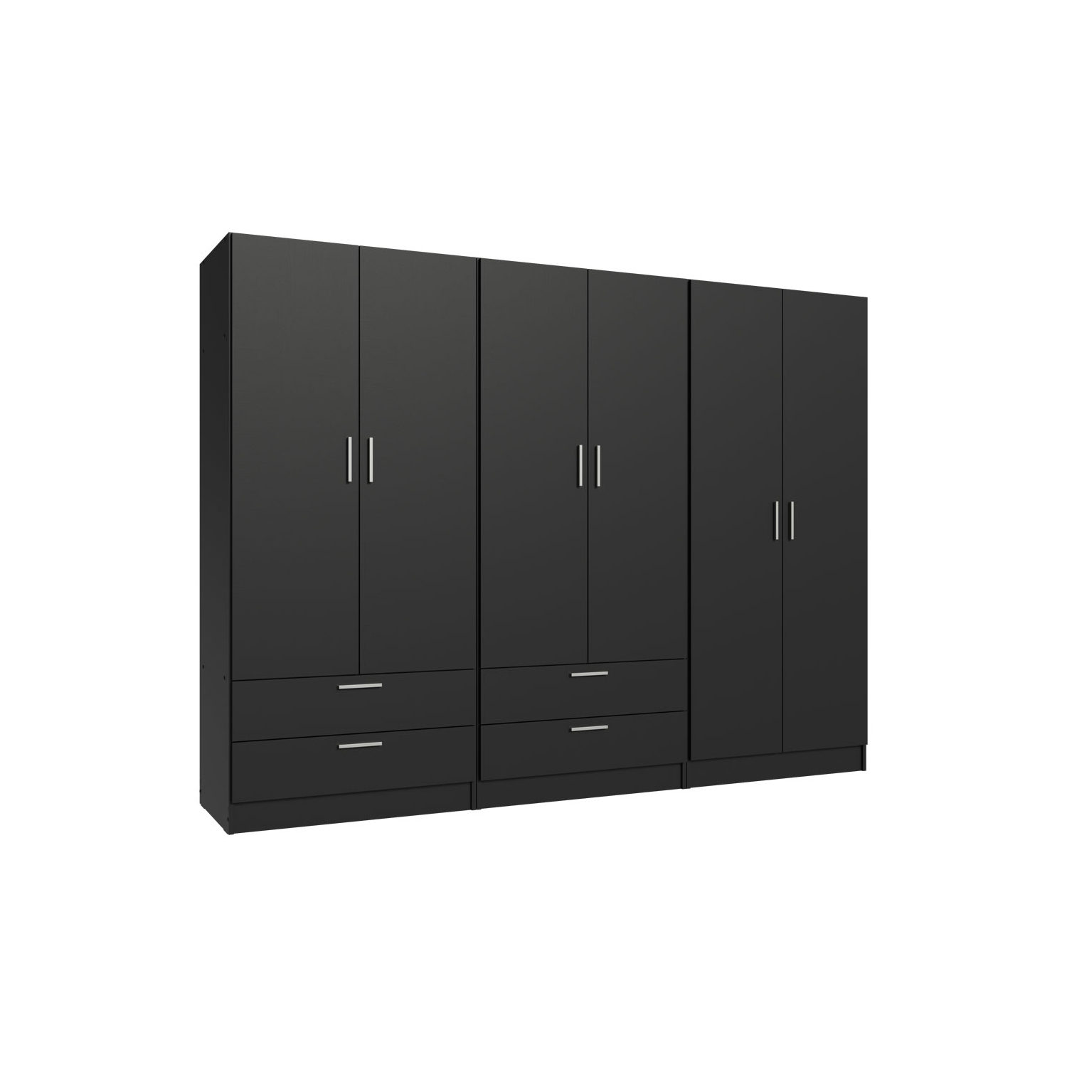 Ensemble garde-robe à 6 portes et 4 tiroirs Armoire garde-robe Armoire pour chambre à coucher avec tablettes et espace suspendu Meuble de rangement