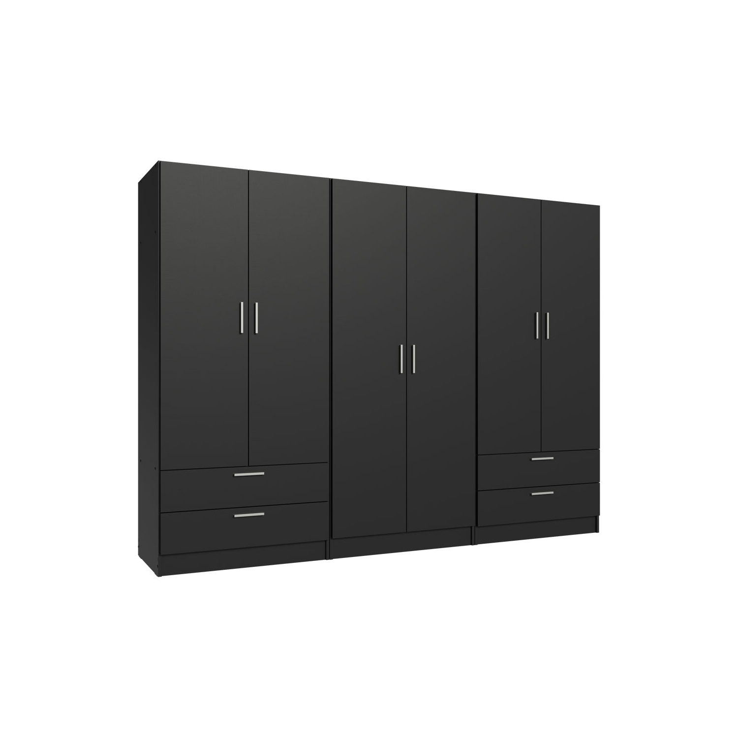 Ensemble garde-robe à 6 portes et 4 tiroirs Armoire garde-robe Armoire pour chambre à coucher avec tablettes et espace suspendu Meuble de rangement