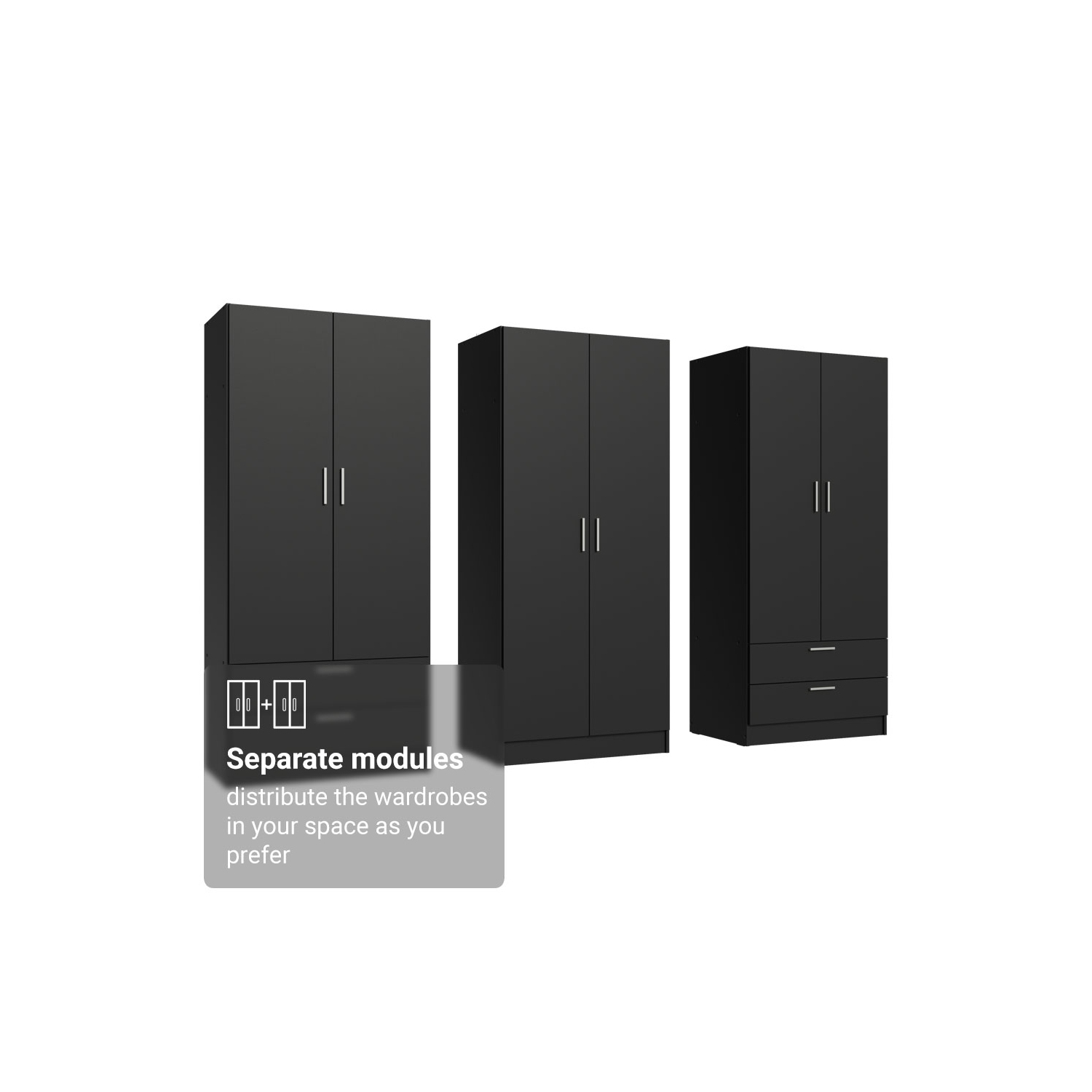 Ensemble garde-robe à 6 portes et 4 tiroirs Armoire garde-robe Armoire pour chambre à coucher avec tablettes et espace suspendu Meuble de rangement