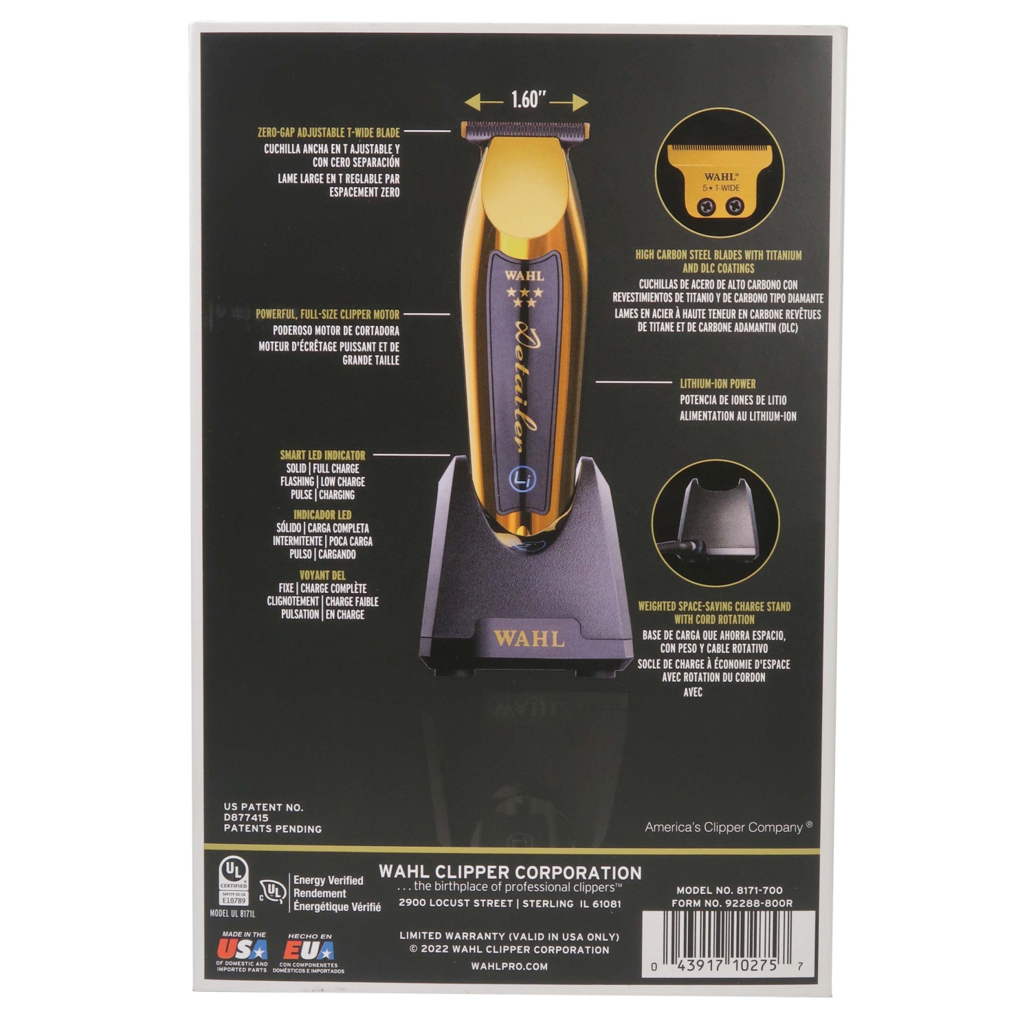 Wahl 5 Star Gold Detailer Cordless Li Trimmer with Nose Trimmer NT1605/60 + Comb