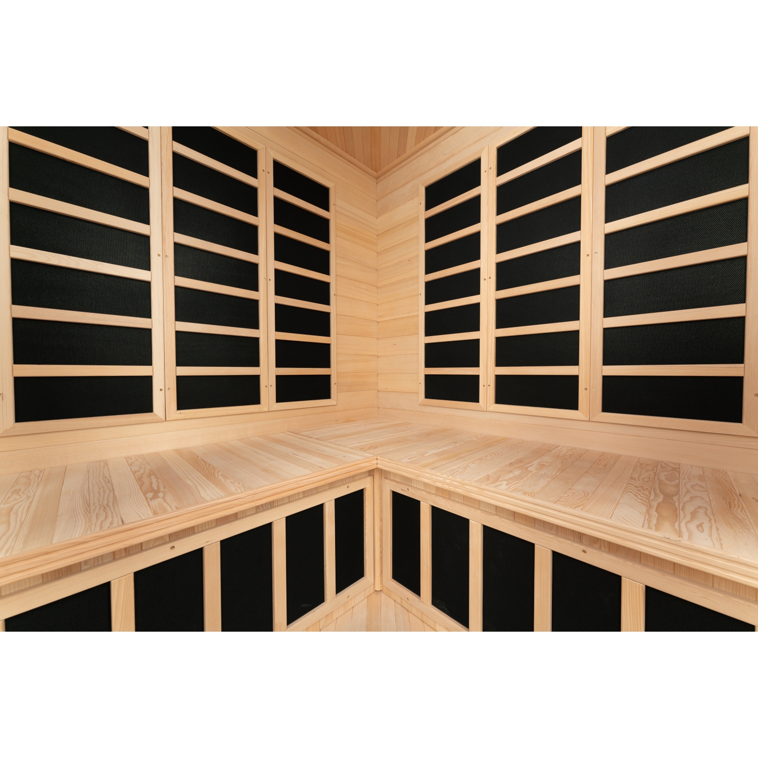 Blisspod, Vienna, Corner Spacious Far Infrared Sauna Canadian Hemlock Ultra Low EMF, 12 Heaters, 4-5 Persons