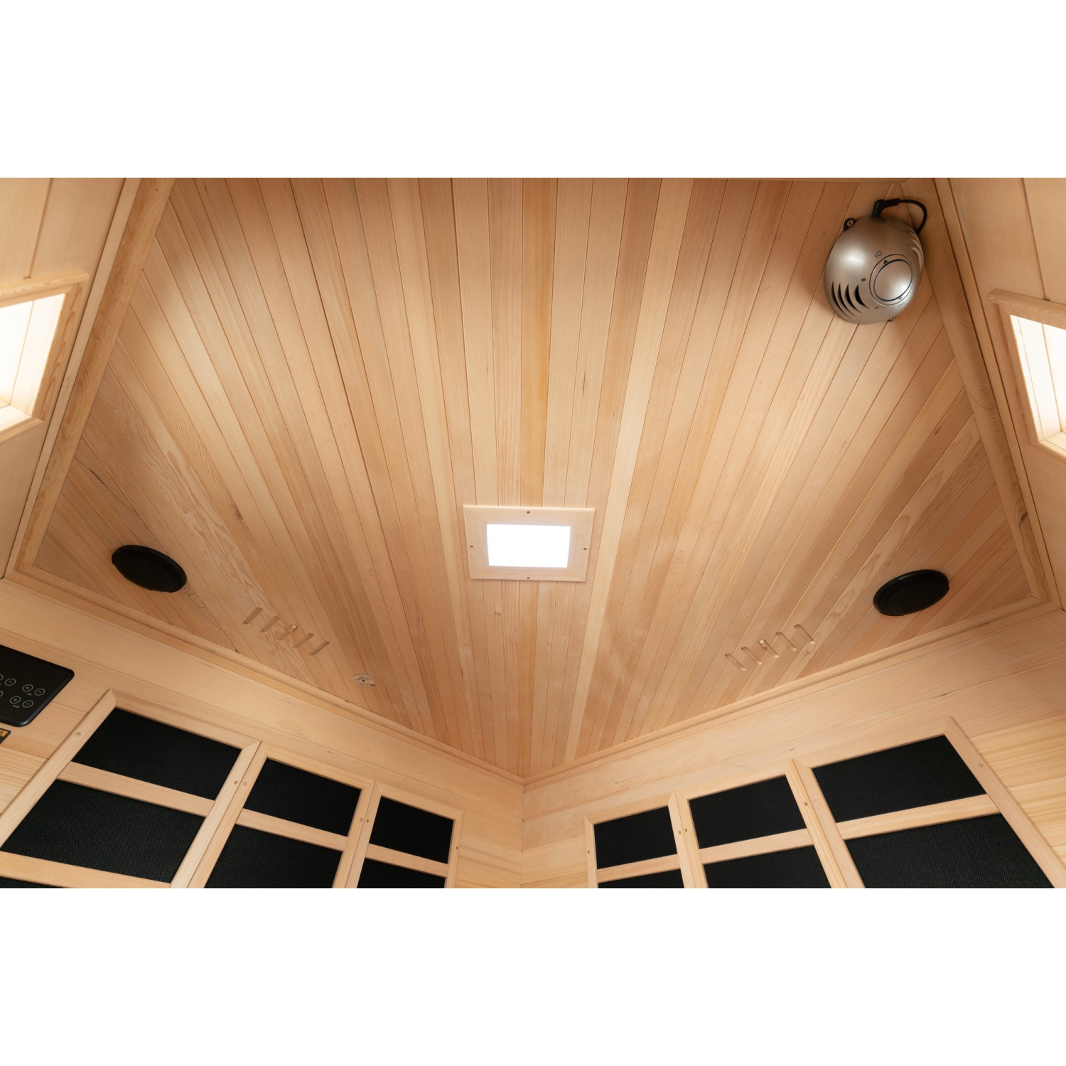 Blisspod, Vienna, Corner Spacious Far Infrared Sauna Canadian Hemlock Ultra Low EMF, 12 Heaters, 4-5 Persons