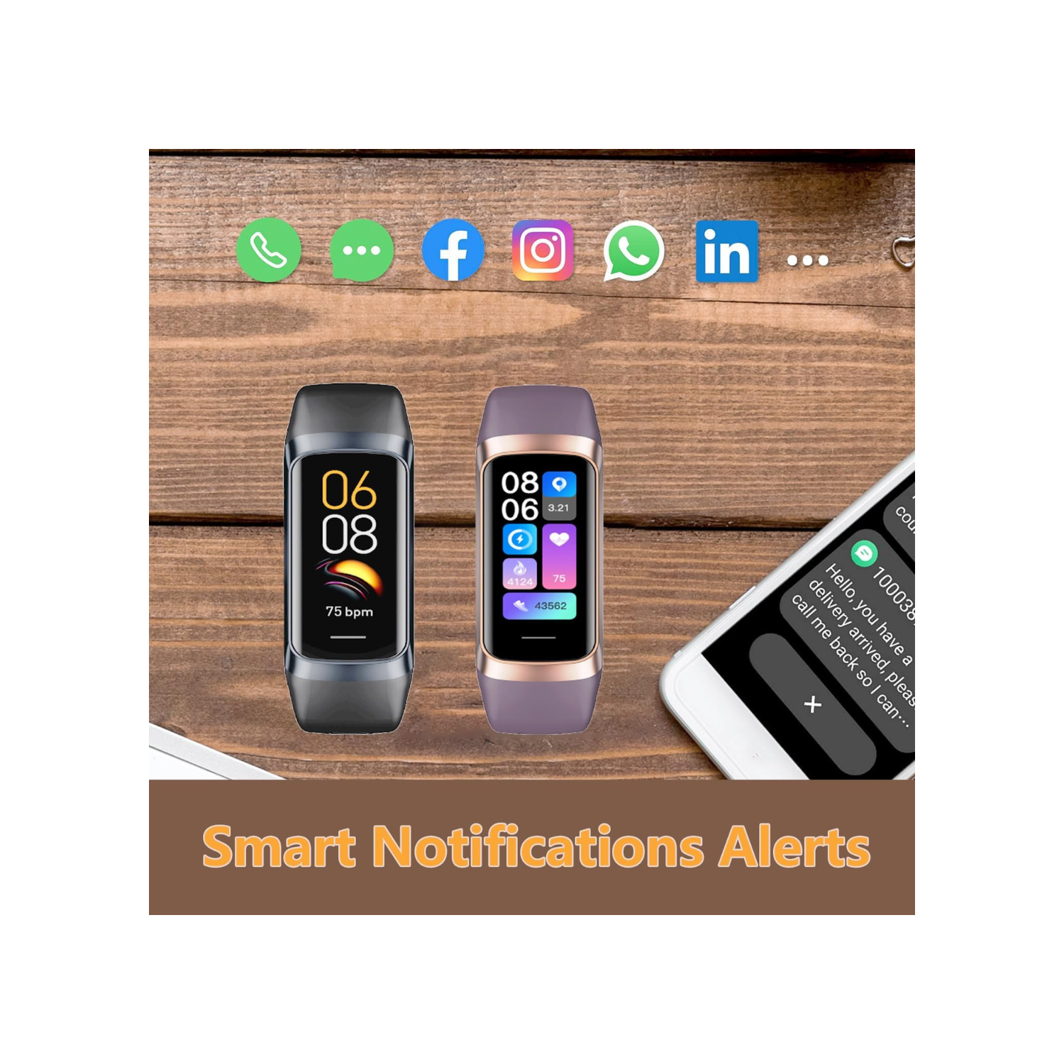 Fitness Tracker Heart Rate Monitor, Smart Watch Activity Tracker Pedometer Sports Bracelet with Calorie Counter, Sleep Monitor Wristband with IP68