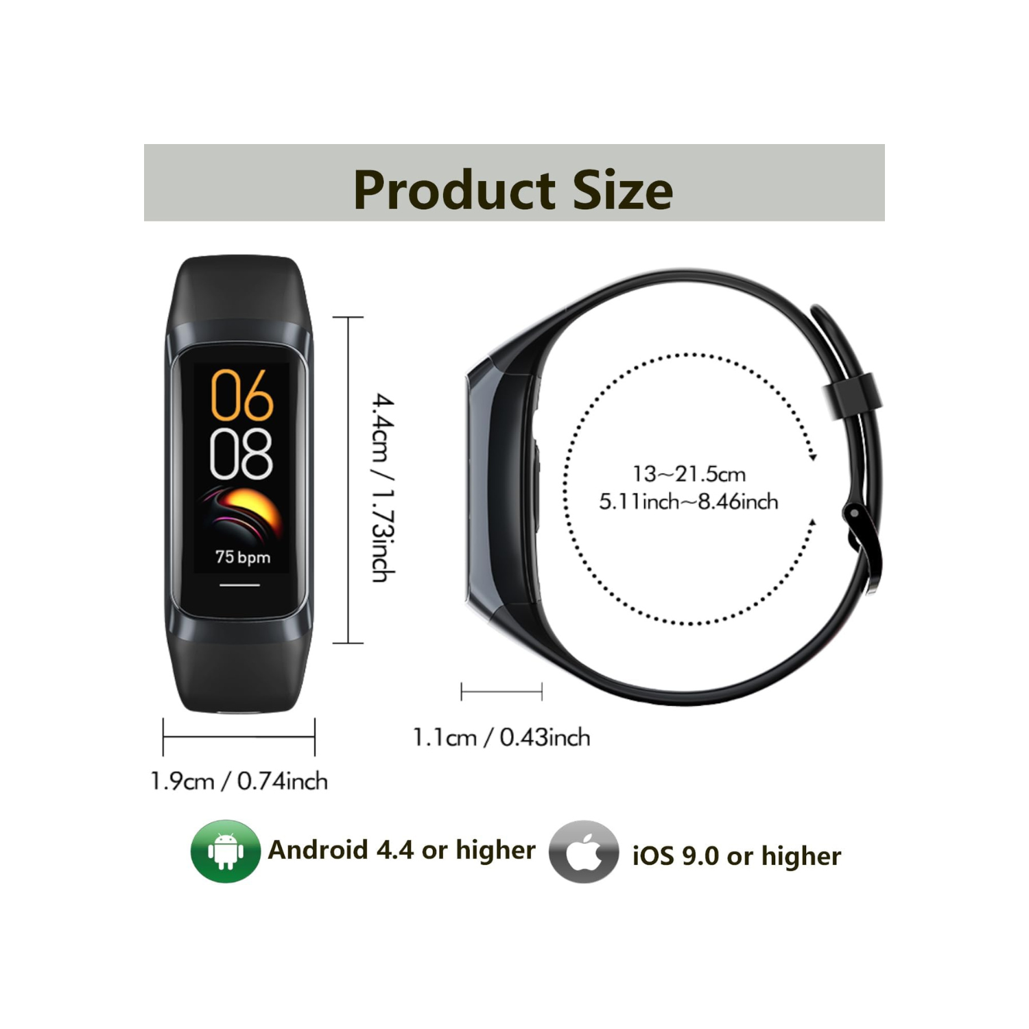 Fitness Tracker Heart Rate Monitor, Smart Watch Activity Tracker Pedometer Sports Bracelet with Calorie Counter, Sleep Monitor Wristband with IP68