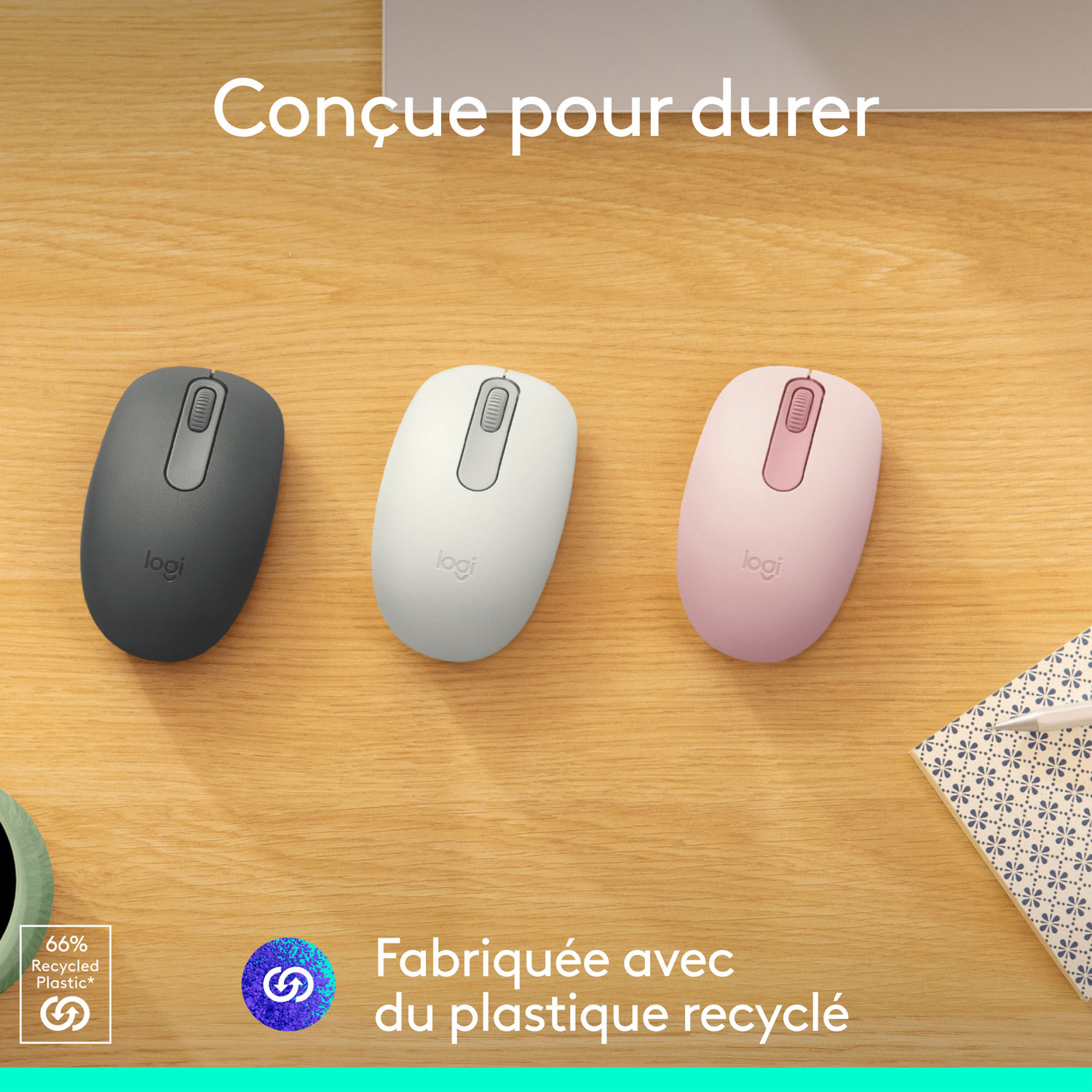 Souris optique Bluetooth de 1000 ppp M196 de Logitech - Rose