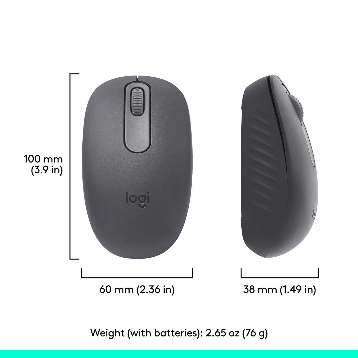 Logitech M196 1000 DPI Bluetooth Optical Mouse - Graphite