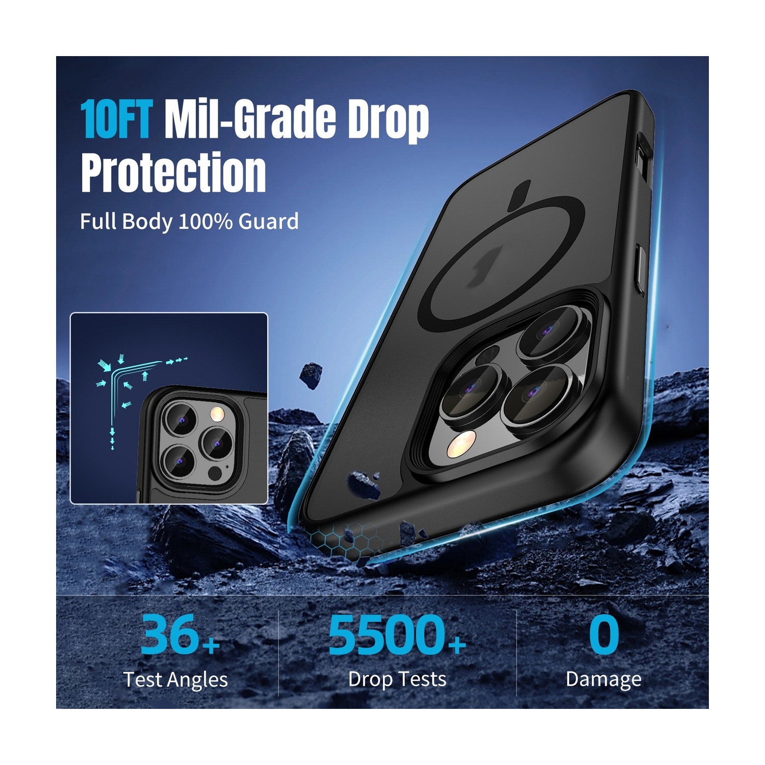 [CS] Étui magnétique en silicone mat avec MagSafe pour iPhone 13 Pro, noir