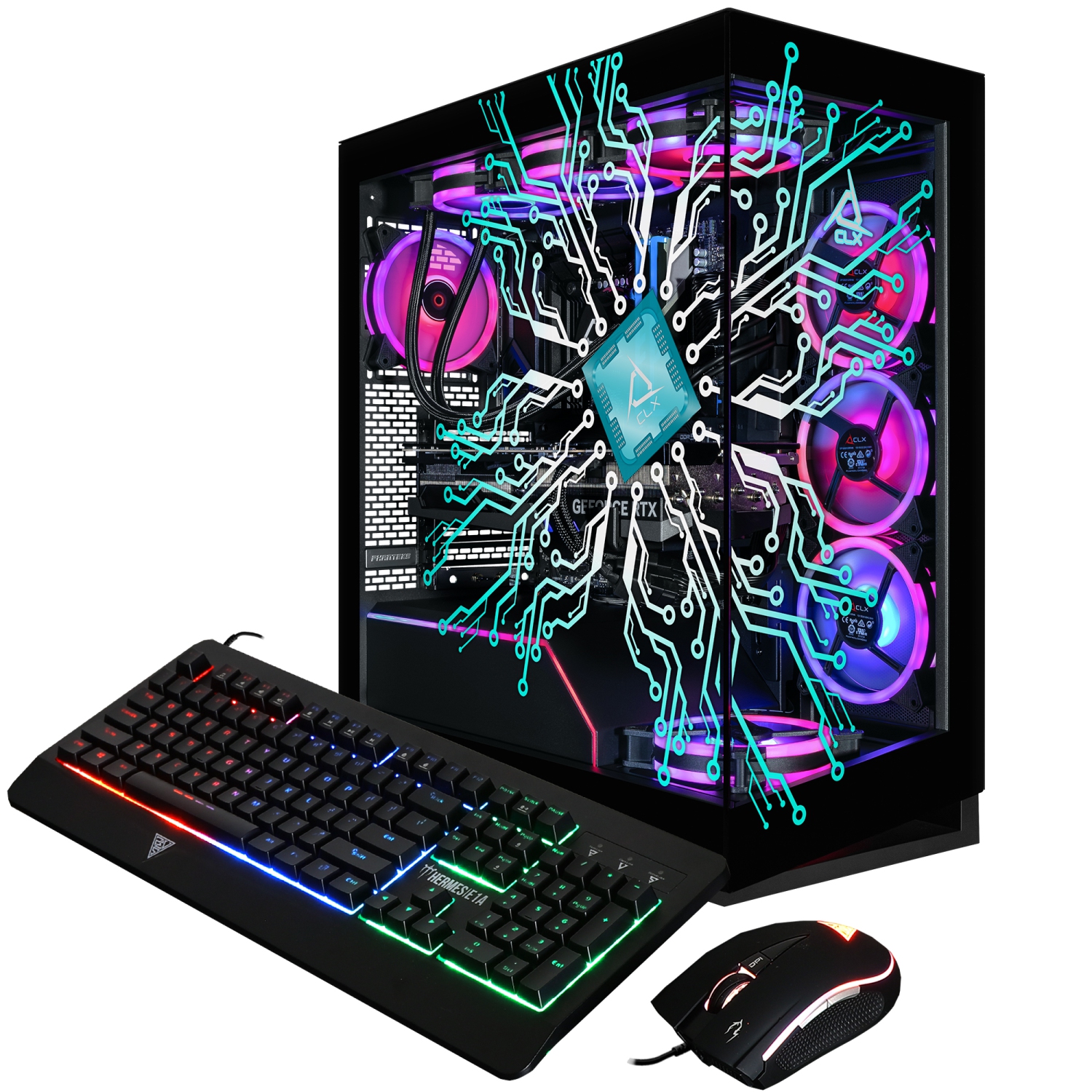 CLX Horus Gaming Desktop-Liquid Cooled Intel Core Ultra 9 285K 3.7GHz 24-Core Processor, 64GB DDR5 Memory, RTX 5070 Ti 16GB GDDR7 Graphics, 2TB SSD,